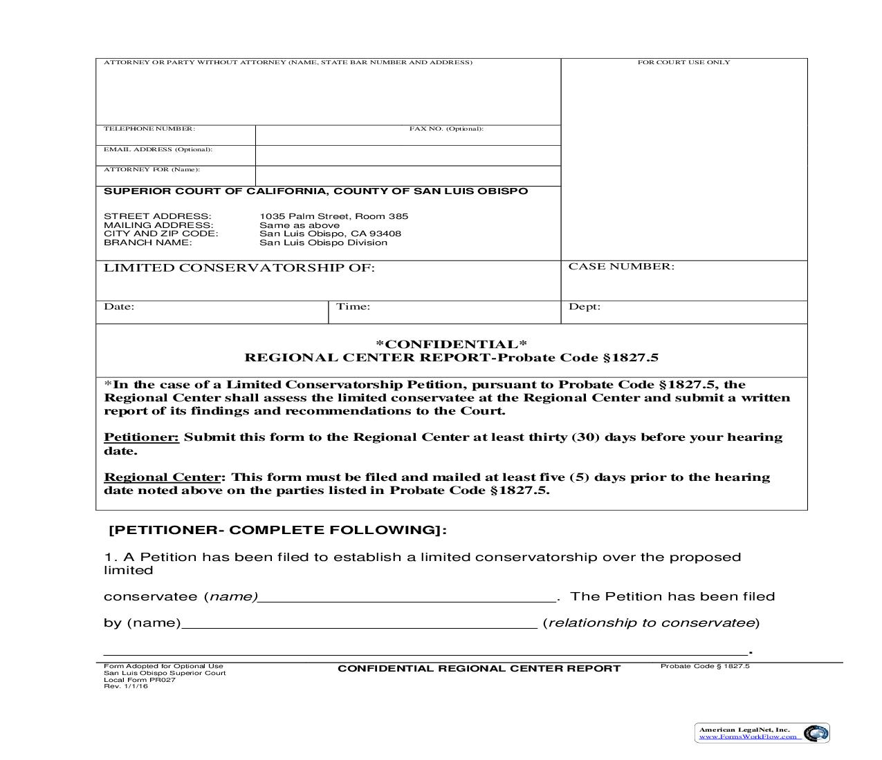 Confidential Regional Center Report {PR027} | Pdf Fpdf Doc Docx | California