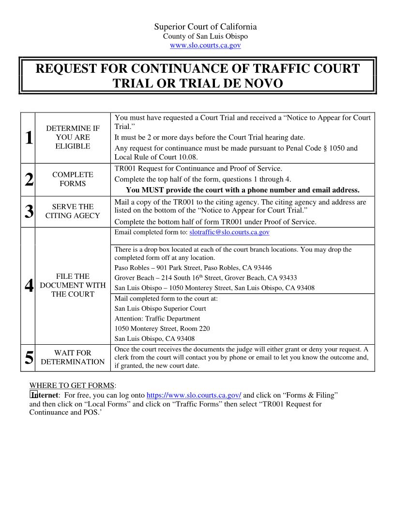 Request For Continuance And POS {TR001} | Pdf Fpdf Docx | California