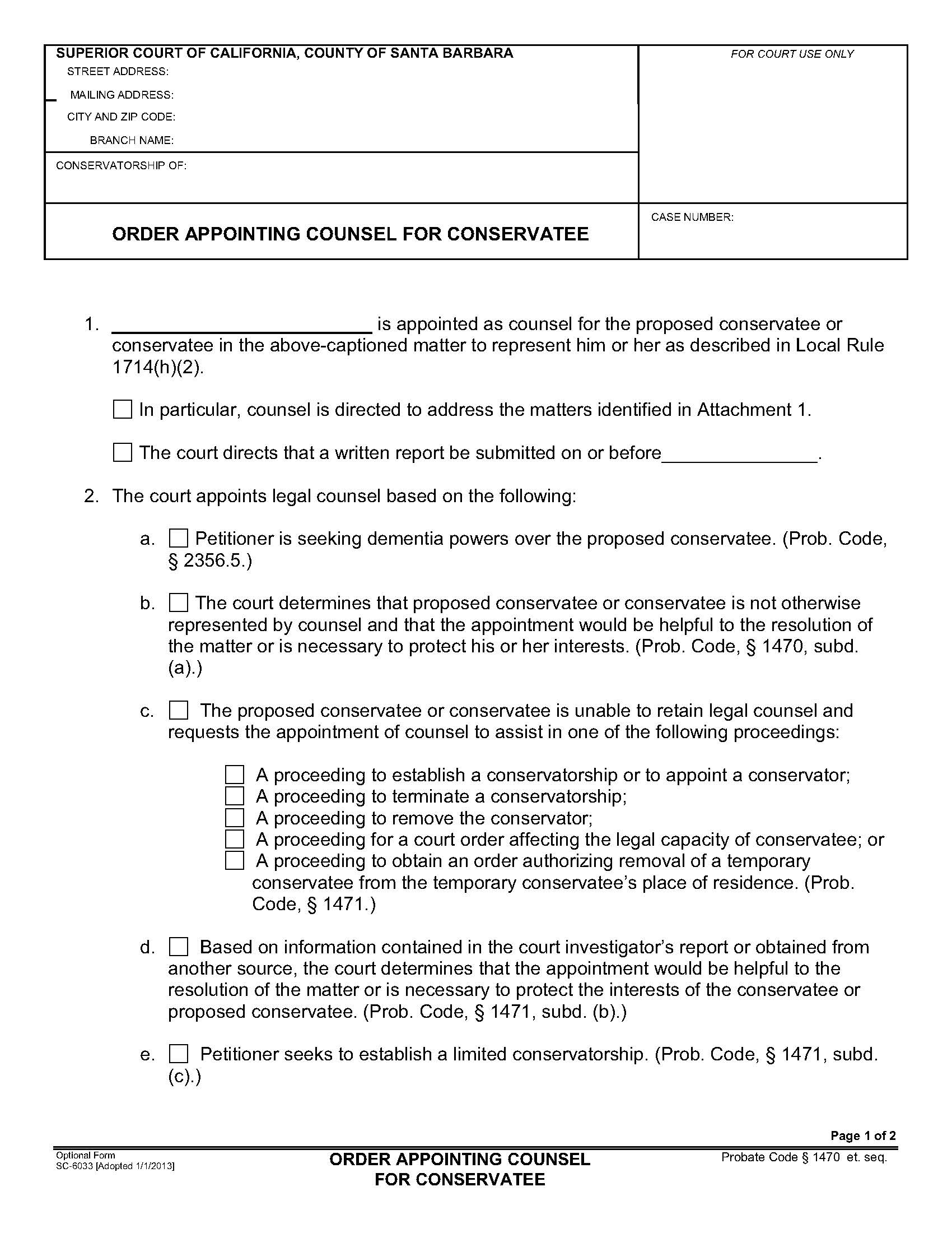 Order Appointing Counsel For Conservatee {SC-6033} | Pdf Fpdf Doc Docx | California