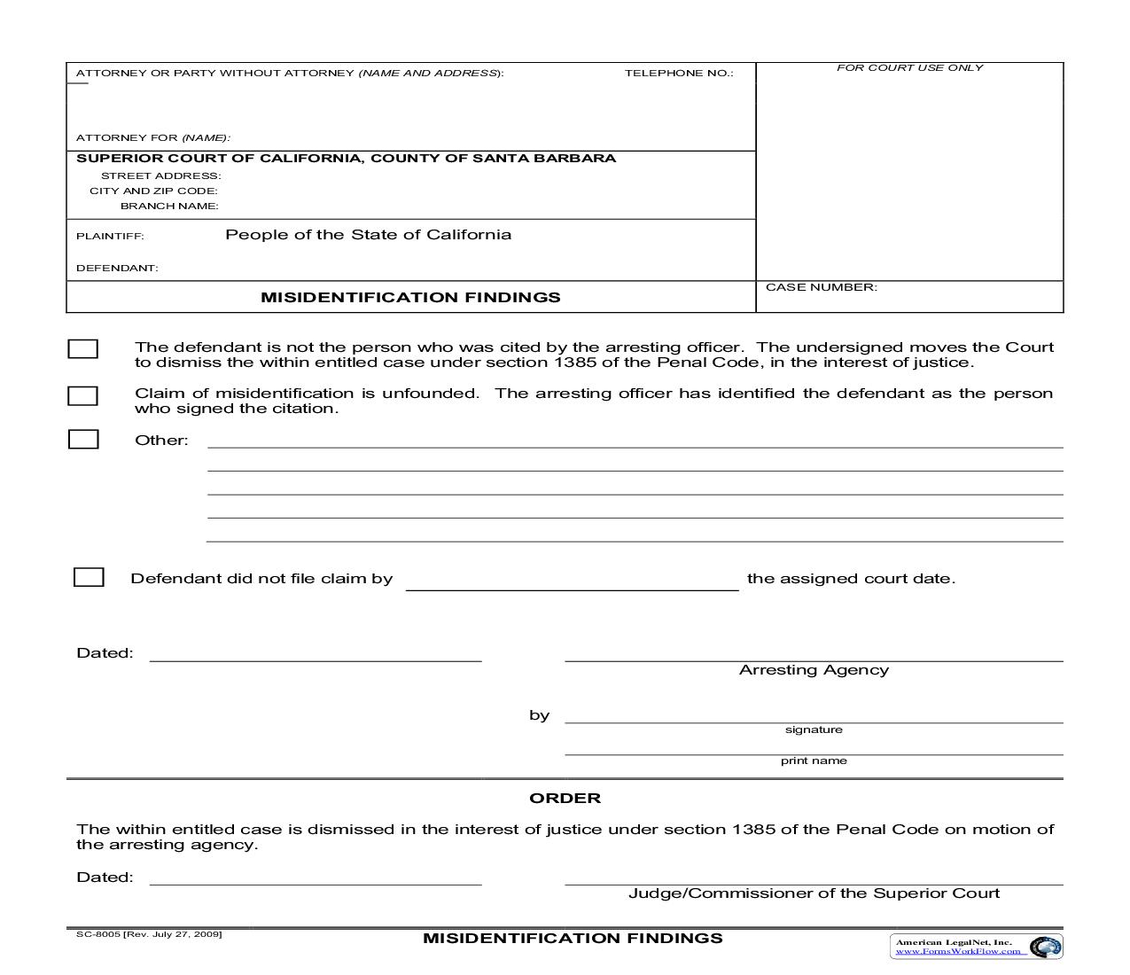 Misidentification Findings {SC-8005} | Pdf Fpdf Doc Docx | California