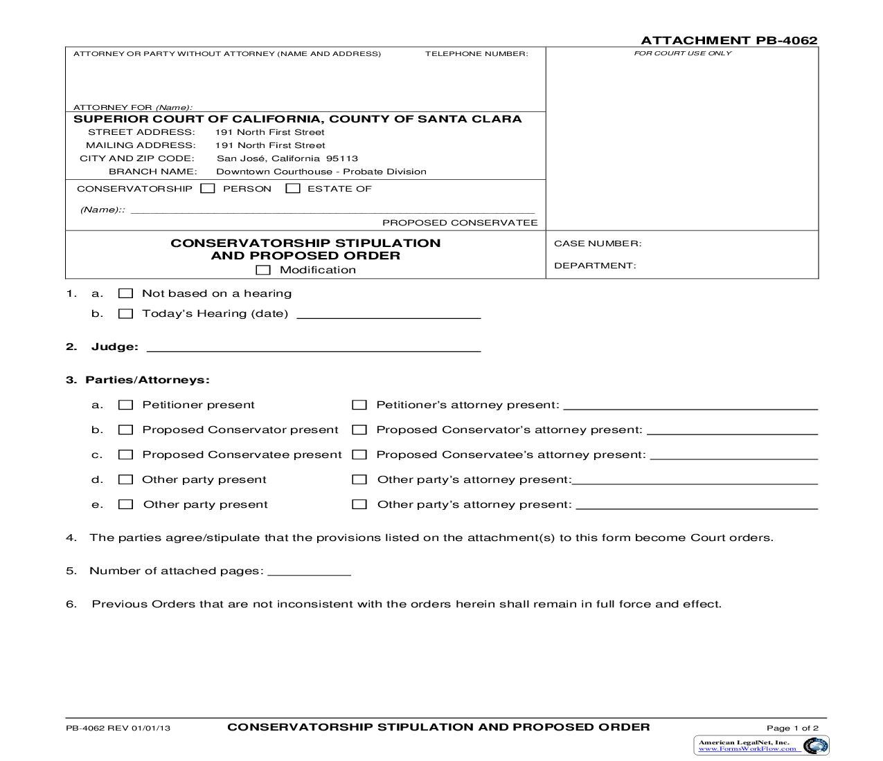 Conservatorship Stipulation And Proposed Order {PB-4062} | Pdf Fpdf Doc Docx | California