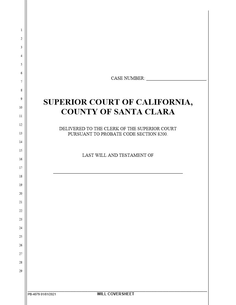 Will Coversheet {PB-4079} | Pdf Fpdf Docx | California