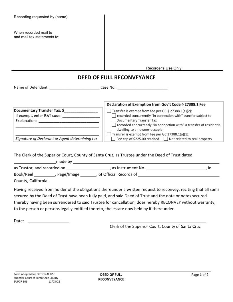 Full Reconveyance {SUPCR-306} | Pdf Fpdf Docx | California