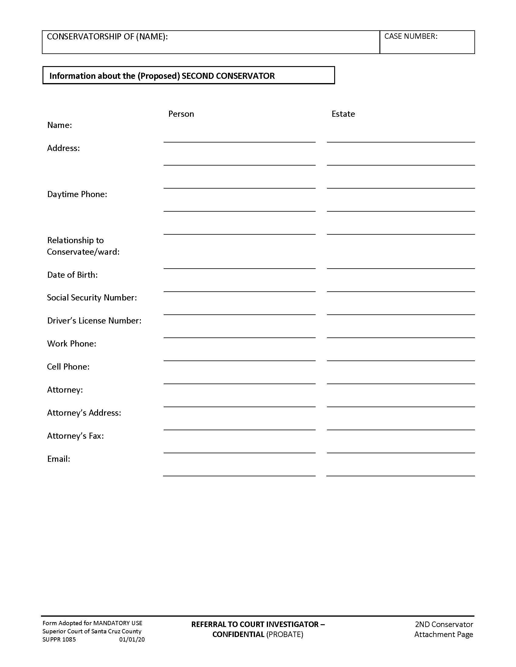 Attachment-2nd Conservator Information {SUPPR-1085} | Pdf Fpdf Docx | California