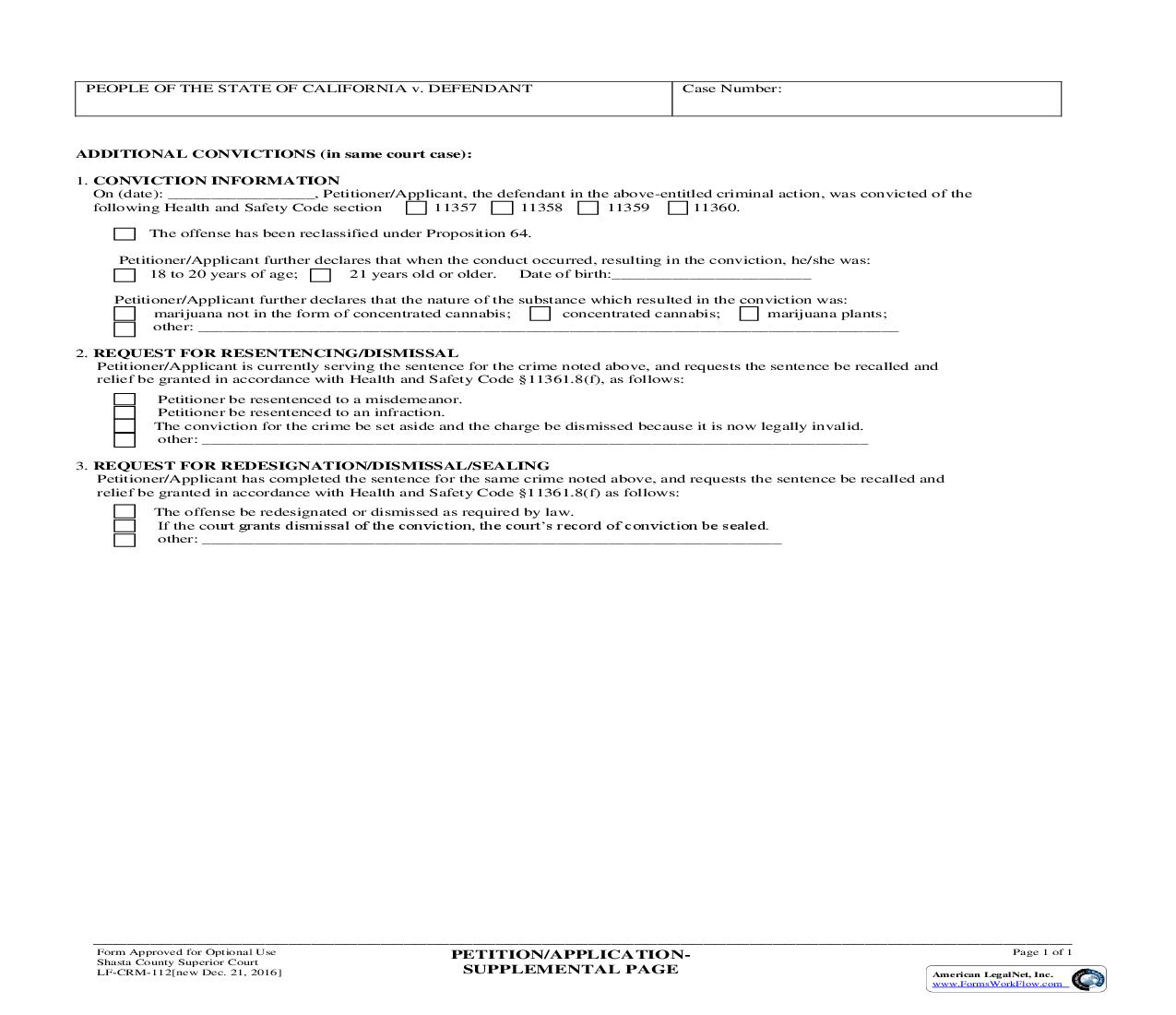 Petition-Application-Supplemental Page {LF-CRM-112} | Pdf Fpdf Doc Docx | California