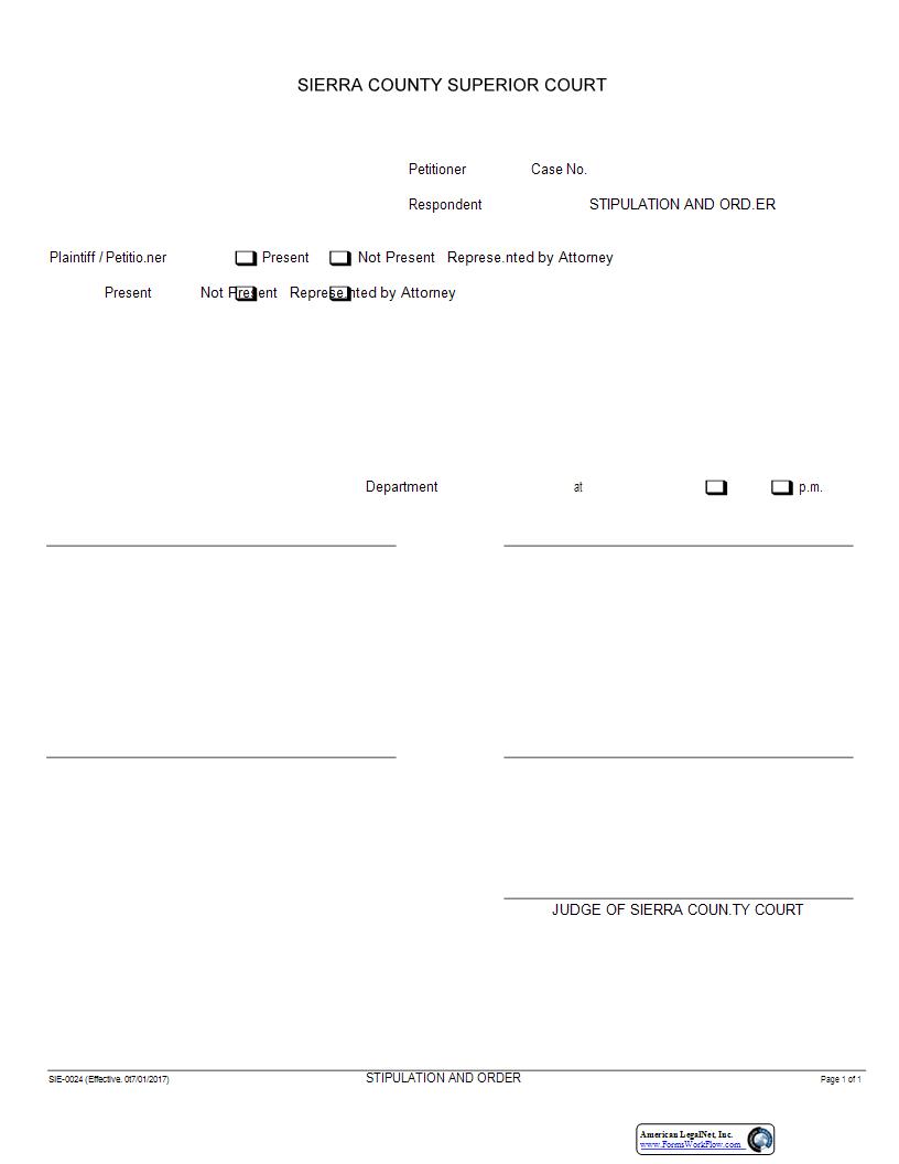 Stipulation And Order {SIE-0024} | Pdf Fpdf Docx | California