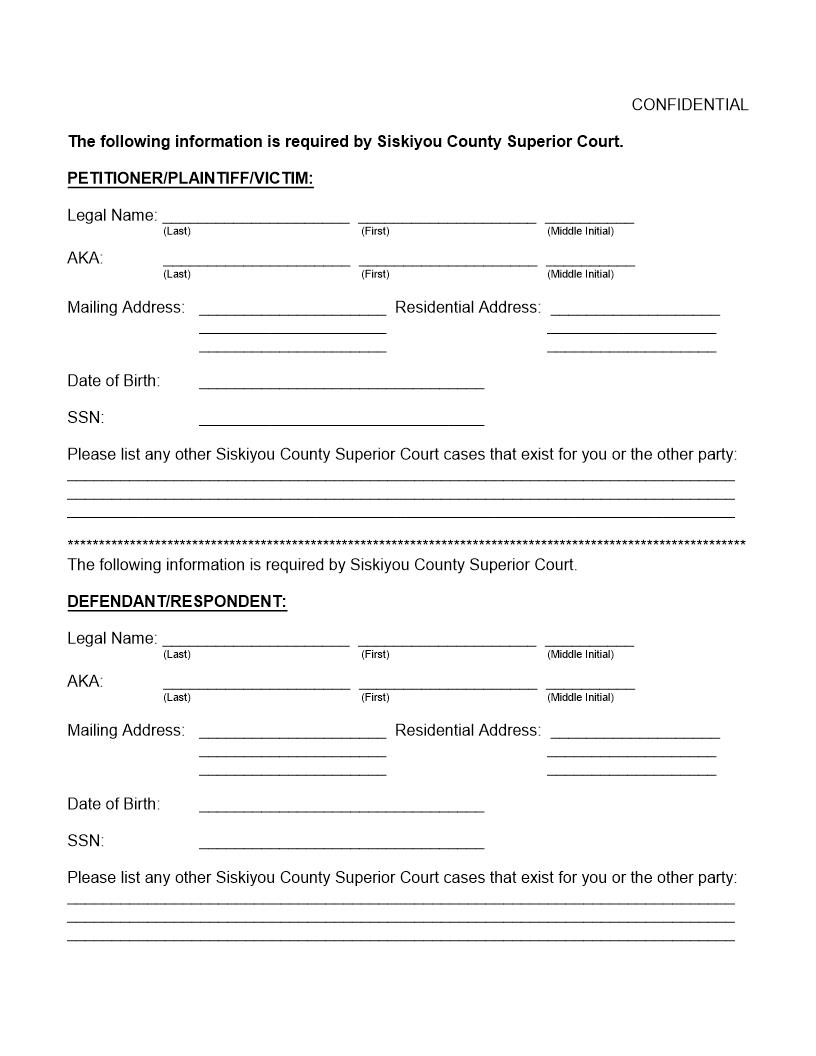 Case Party Information {SC-CV-2} | Pdf Fpdf Docx | California