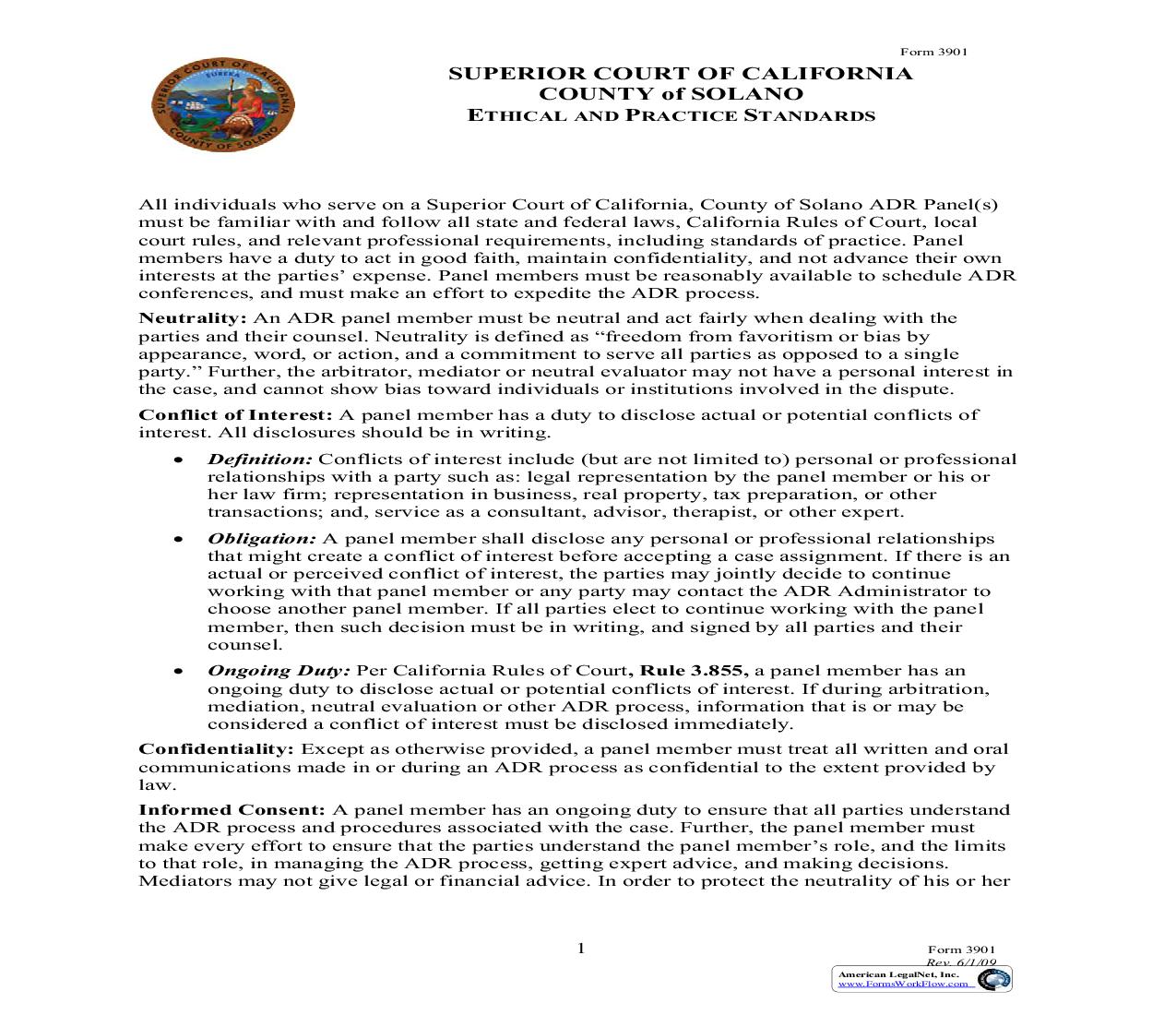 Ethical And Practice Standards (ADR) {3901} | Pdf Fpdf Doc Docx | California