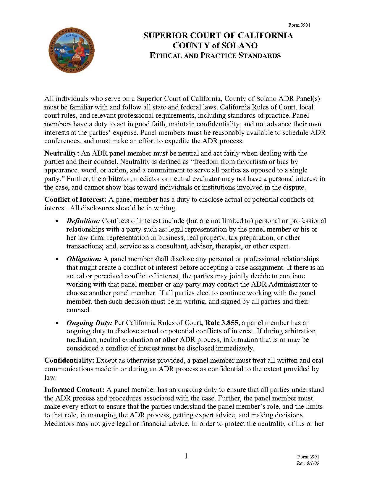 Ethical And Practice Standards (ADR) {3901} | Pdf Fpdf Doc Docx | California