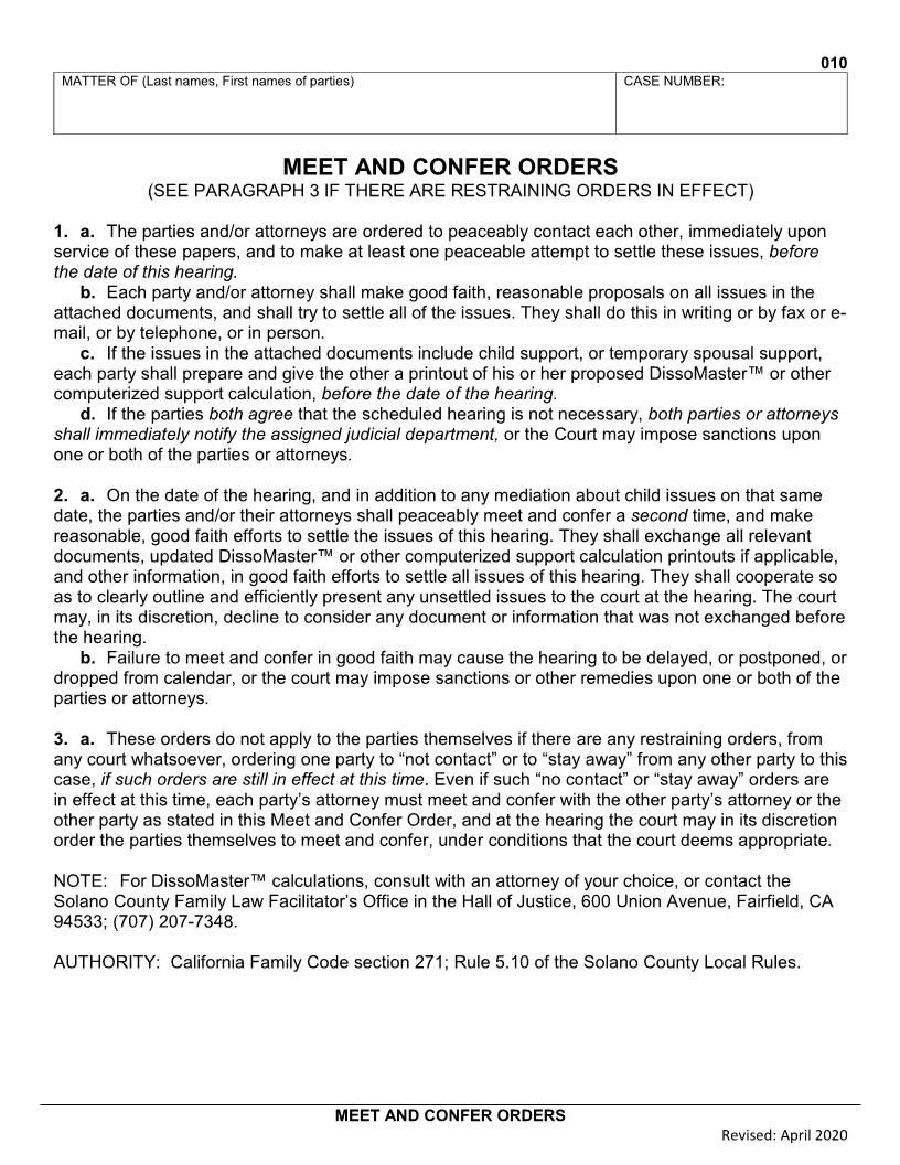 Meet And Confer Orders {010} | Pdf Fpdf Doc Docx | California