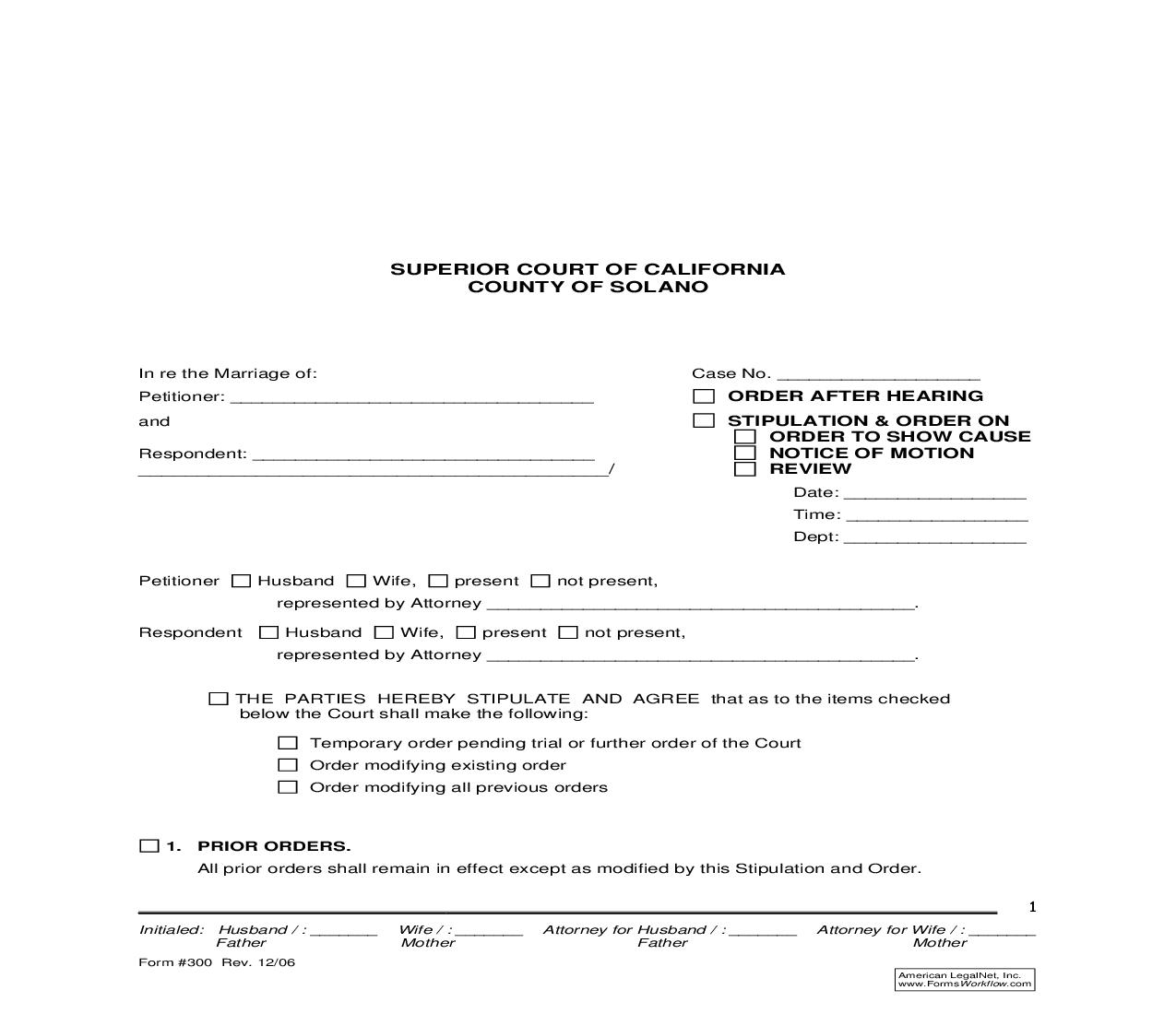 Order After Hearing {300} | Pdf Fpdf Doc Docx | California