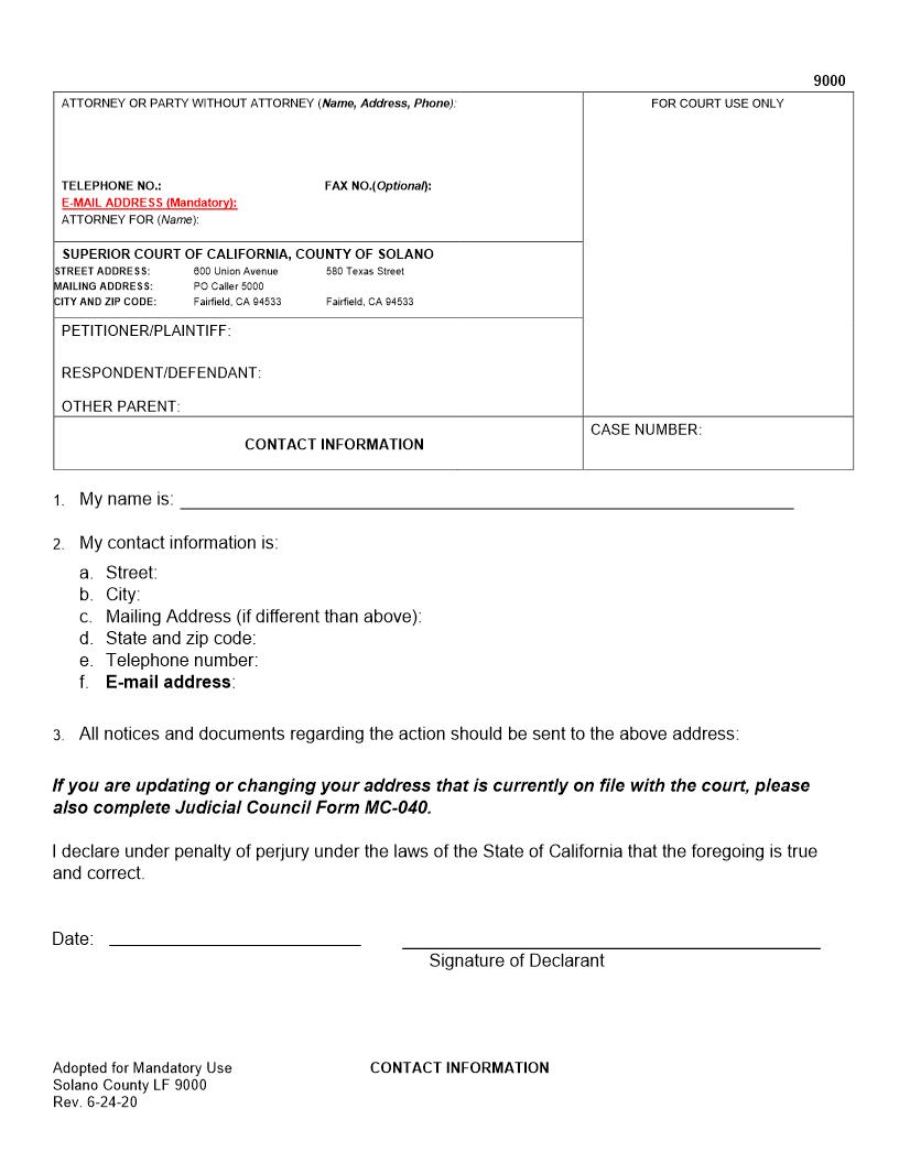 Contact Information {9000} | Pdf Fpdf Docx | California