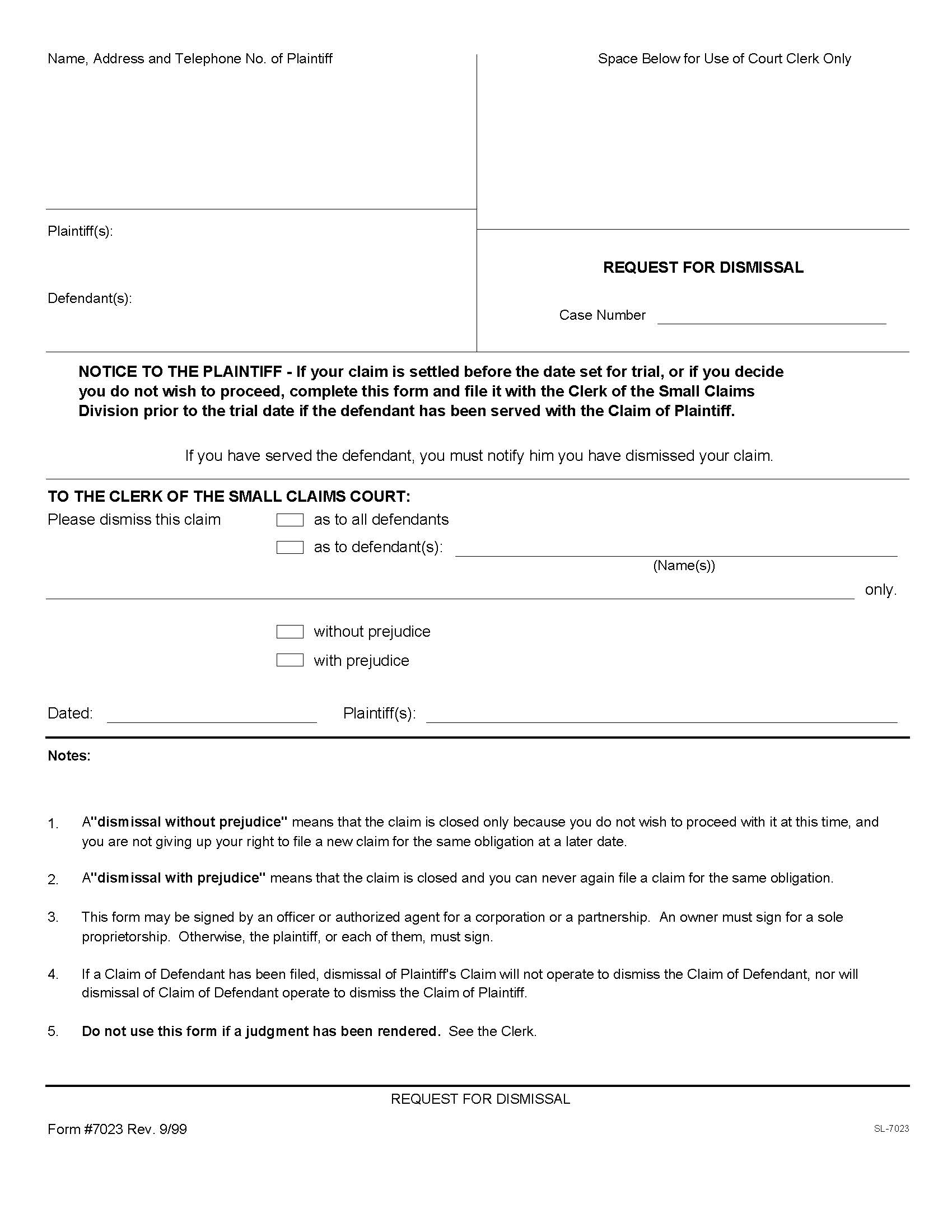 Request For Dismissal {7023} | Pdf Fpdf Doc Docx | California