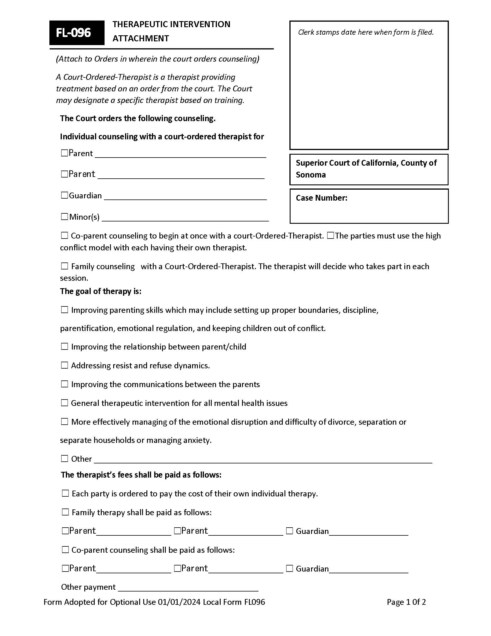 Therapeutic Intervention Attachment {FL096} | Pdf Fpdf Docx | California