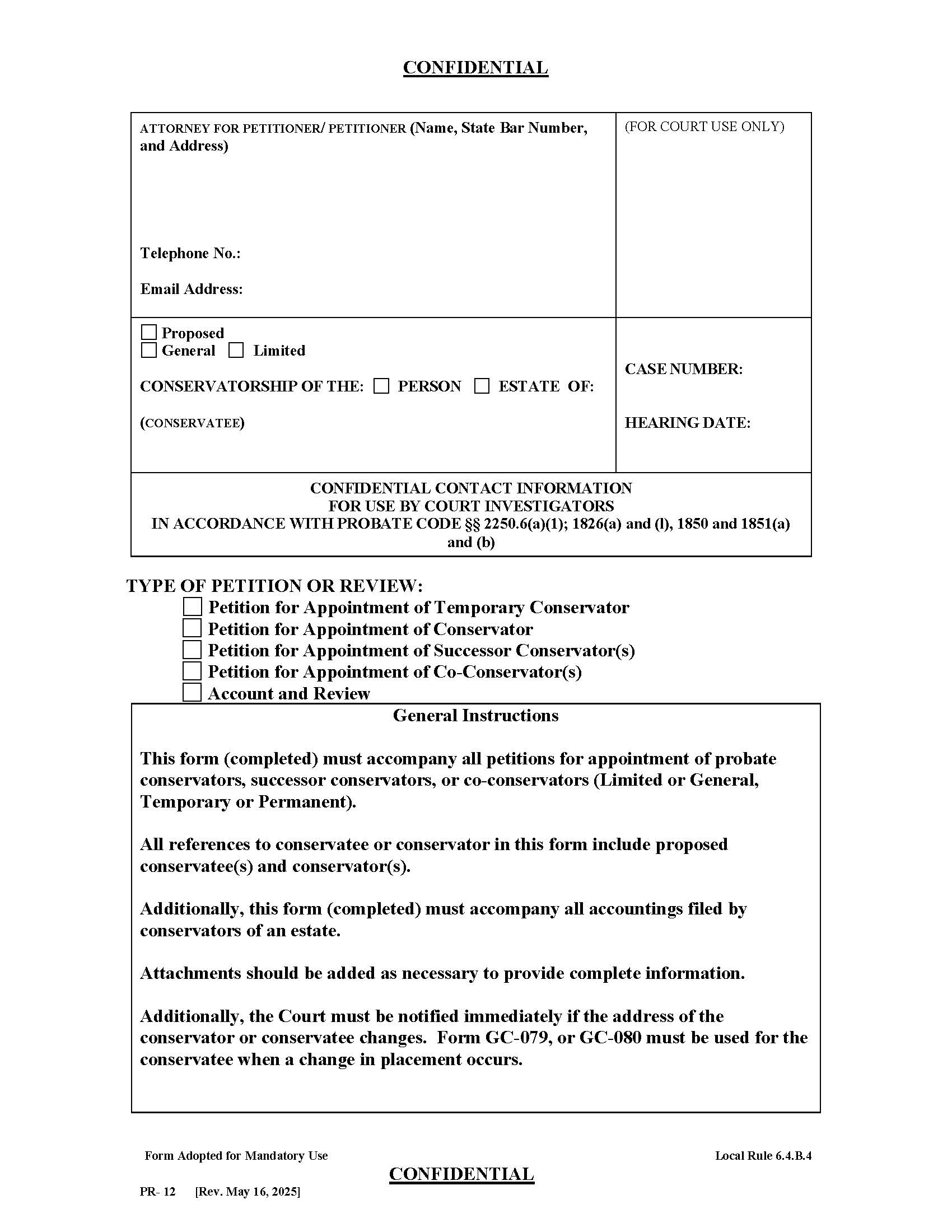 Confidential Contact Information {PR-12} | Pdf Fpdf Doc Docx | California