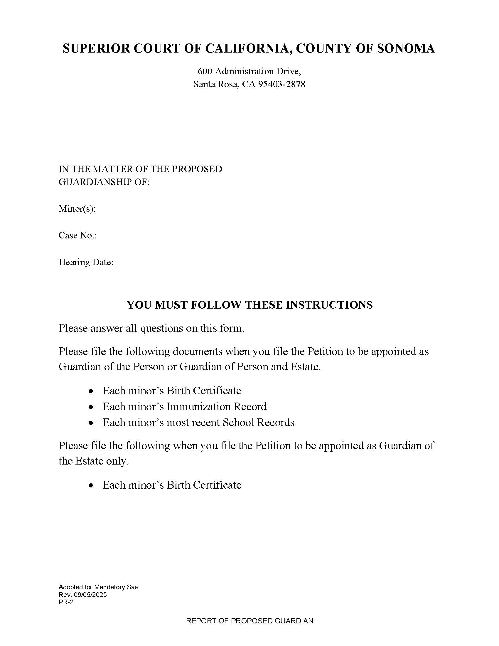 Report Of Proposed Guardian {PR-2} | Pdf Fpdf Doc Docx | California