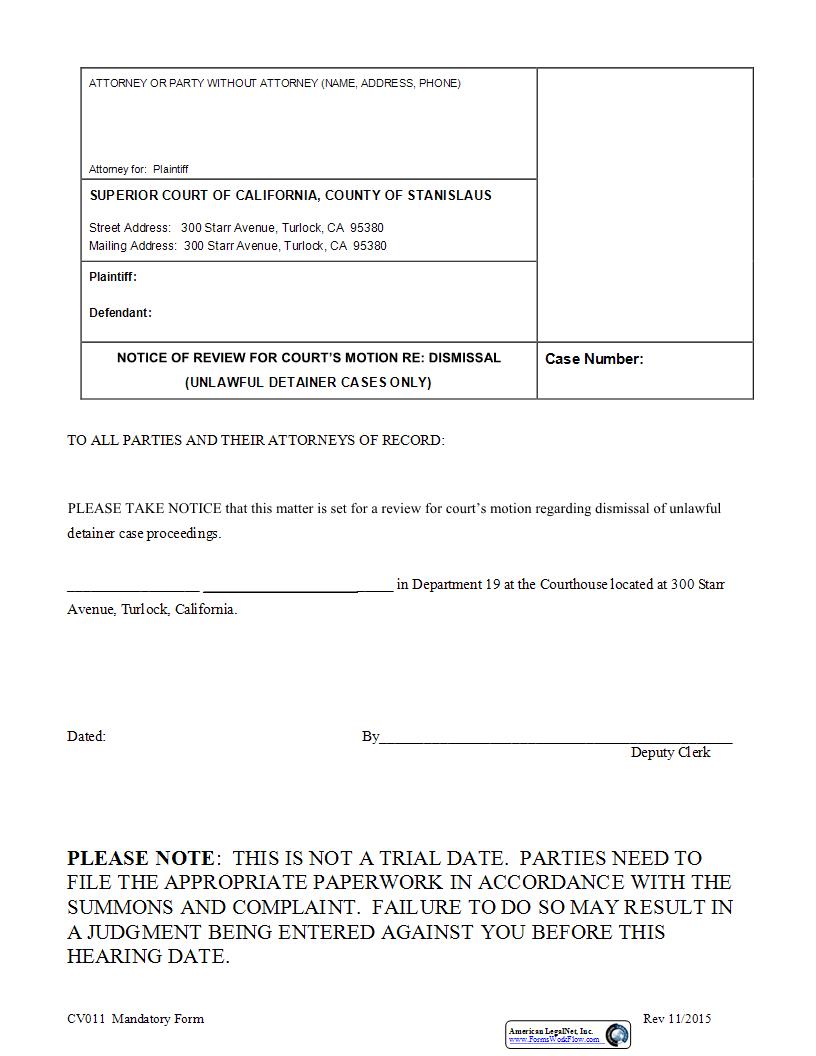 Notice Of Review For Courts Motion Re Dismissal (Efiling Version) {CV011} | Pdf Fpdf Docx | California