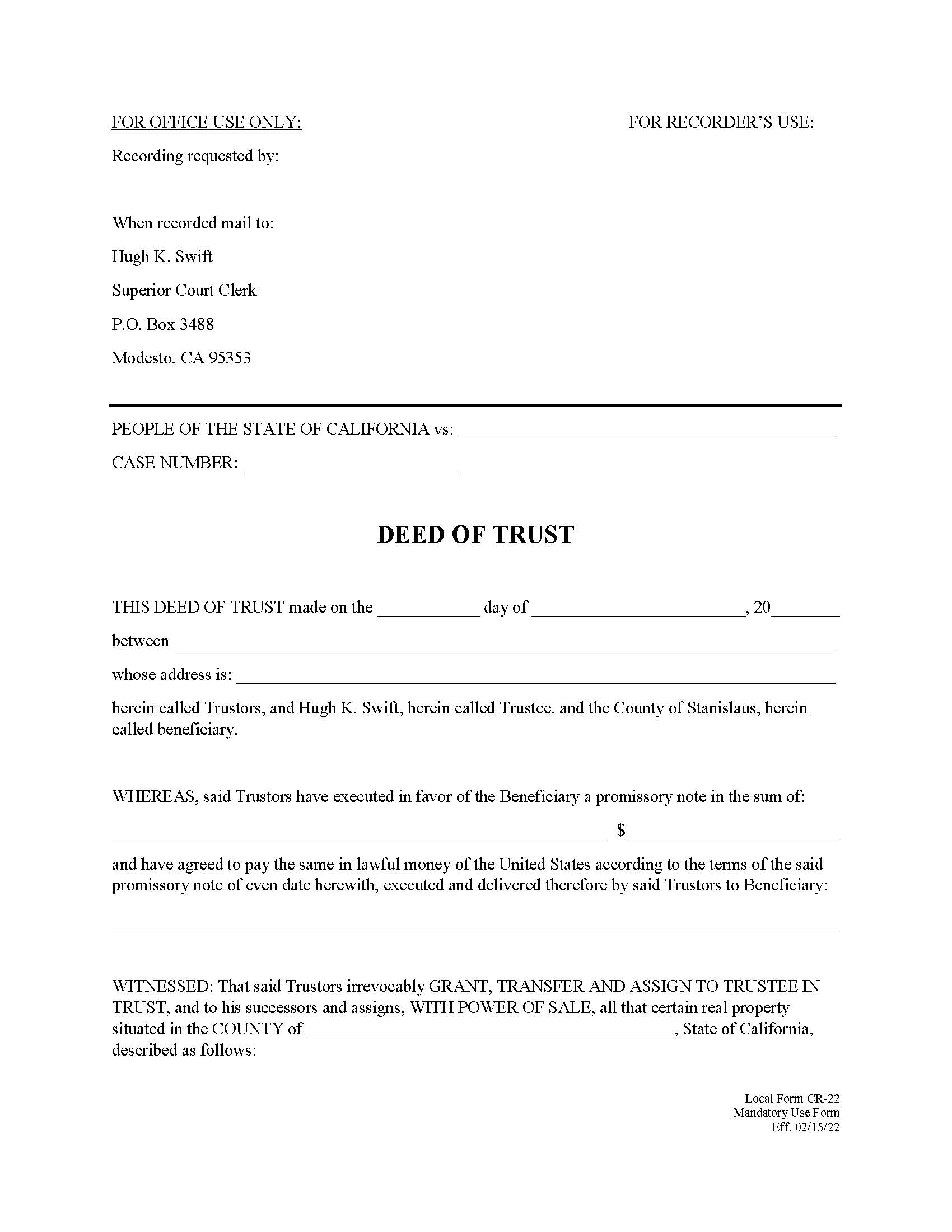 Deed Of Trust {CR-22} | Pdf Fpdf Docx | California