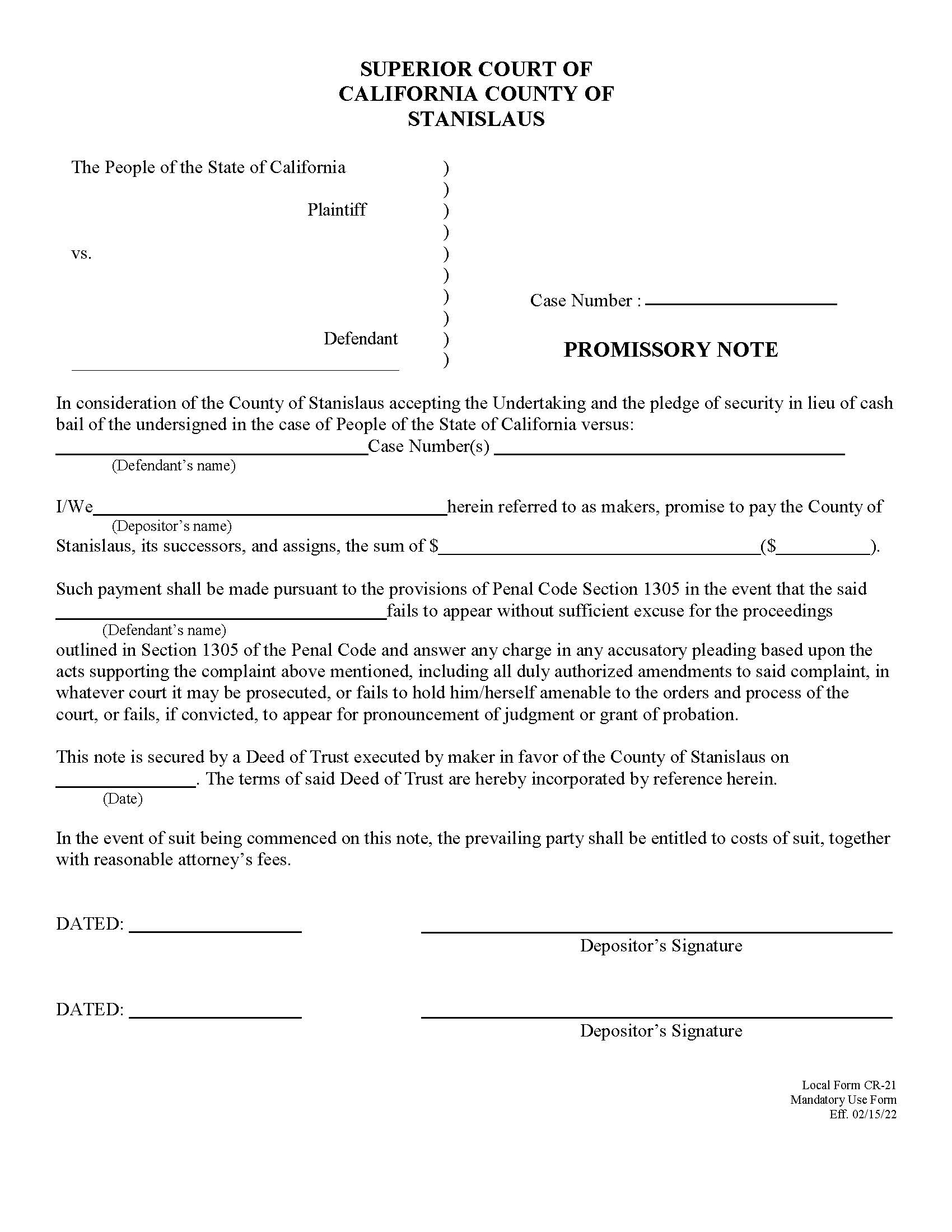 Real Property Bonds-Promissory Note {CR-21} | Pdf Fpdf Docx | California