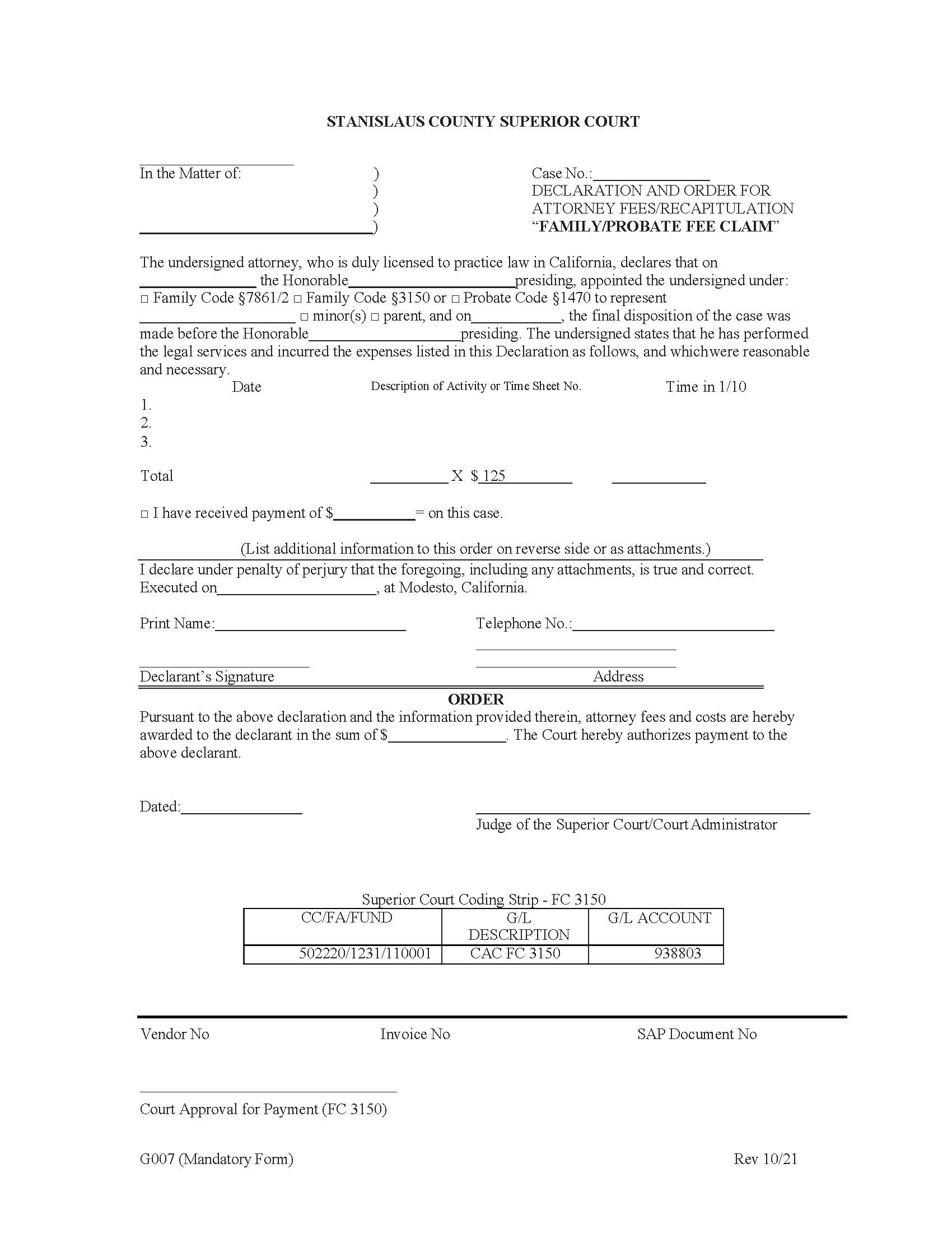 Recapitulation FL PRO JUV Fee Claim {G007} | Pdf Fpdf Doc Docx | California