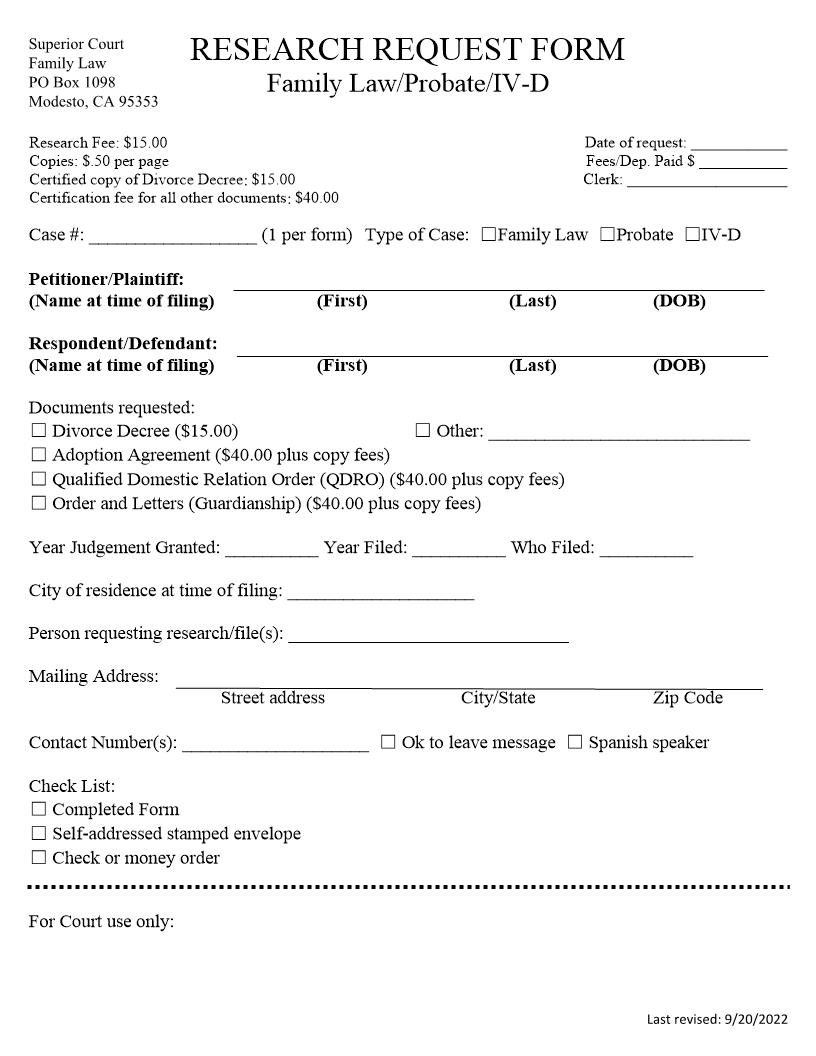 Research Request Form-FL | Pdf Fpdf Docx | California