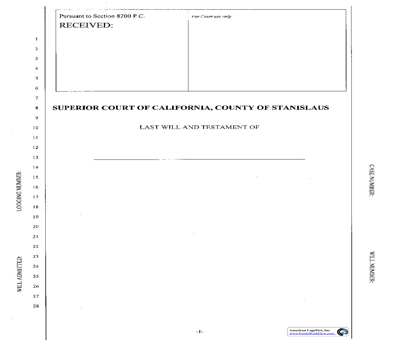 Cover Sheet For Lodging Wills | Pdf Fpdf Doc Docx | California