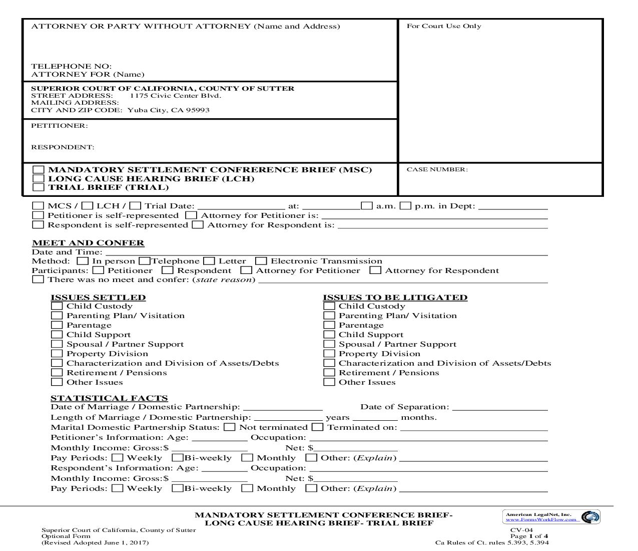 Trial Brief {CV-04} | Pdf Fpdf Doc Docx | California