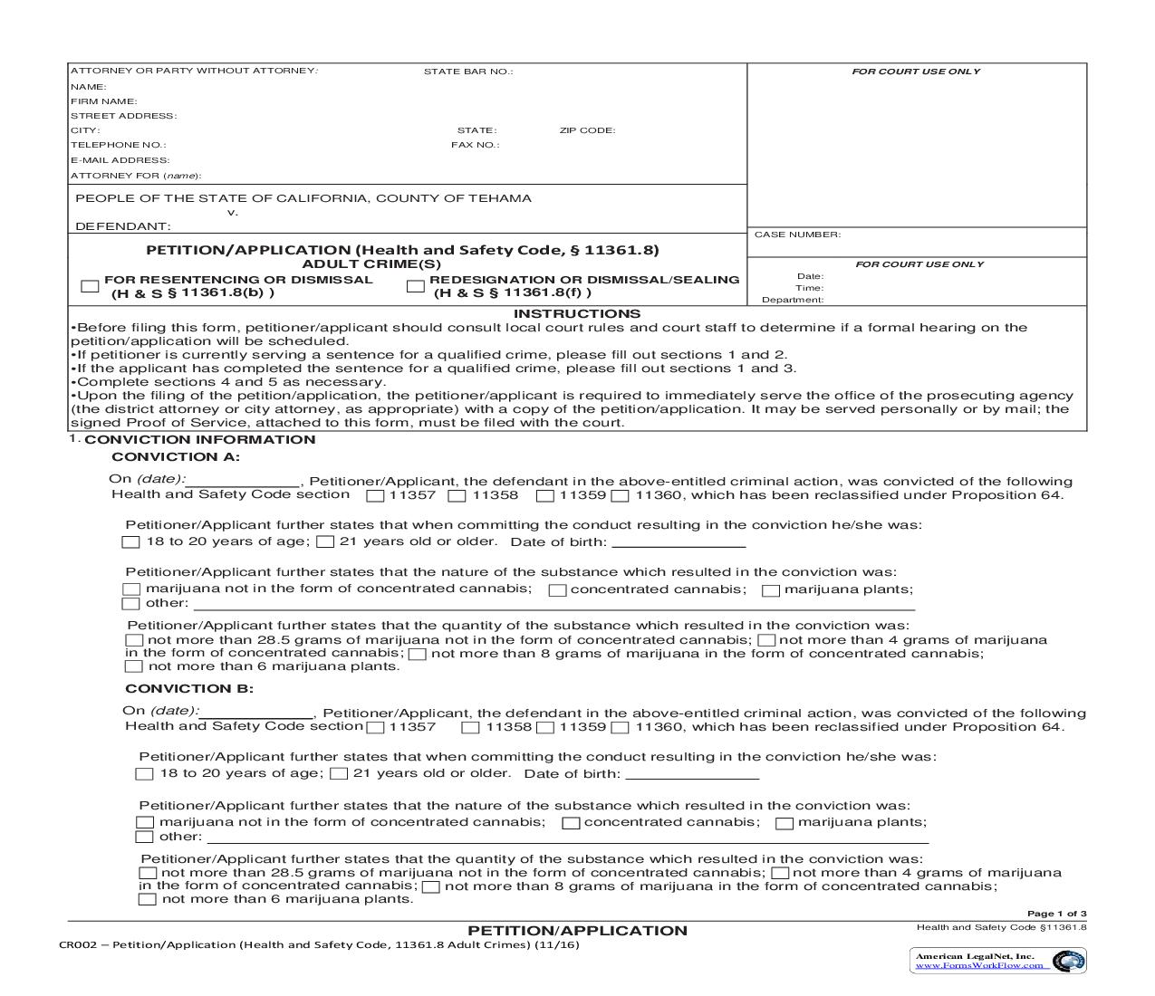 Petition-Application (Prop 64) {CR002} | Pdf Fpdf Doc Docx | California