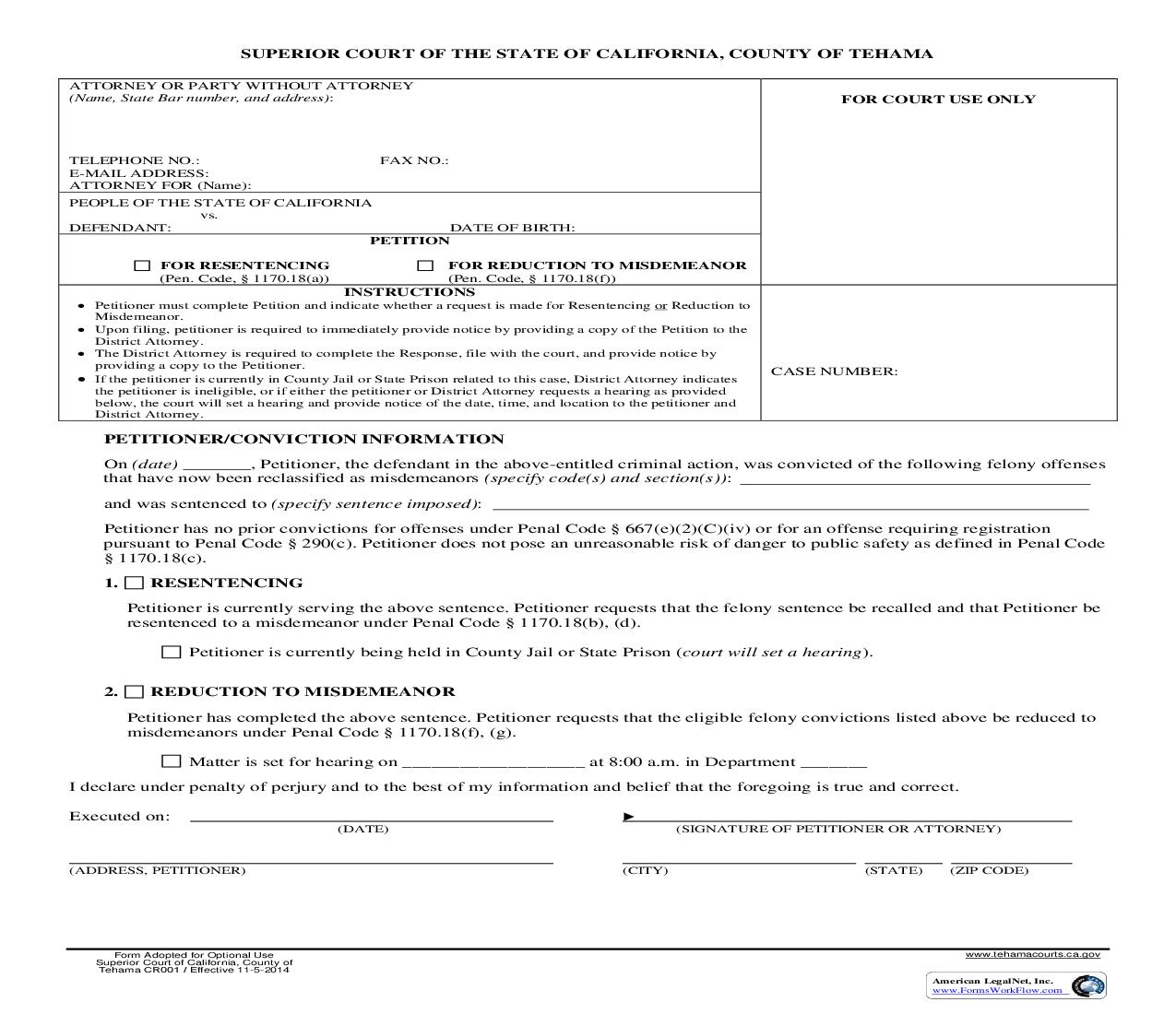 Prop 47 Petition {CR001} | Pdf Fpdf Doc Docx | California