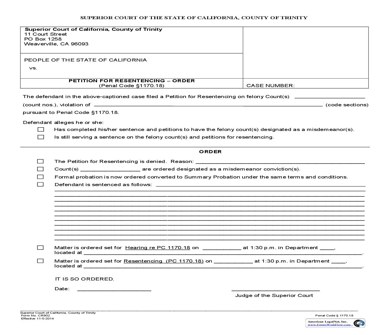 Prop 47 Order (Petition For Resentencing-Order) | Pdf Fpdf Doc Docx | California