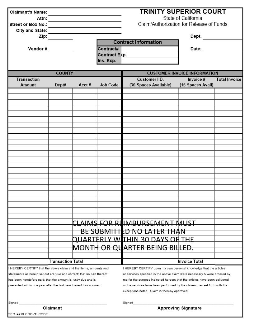 Court Claim Form | Pdf Fpdf Docx | California