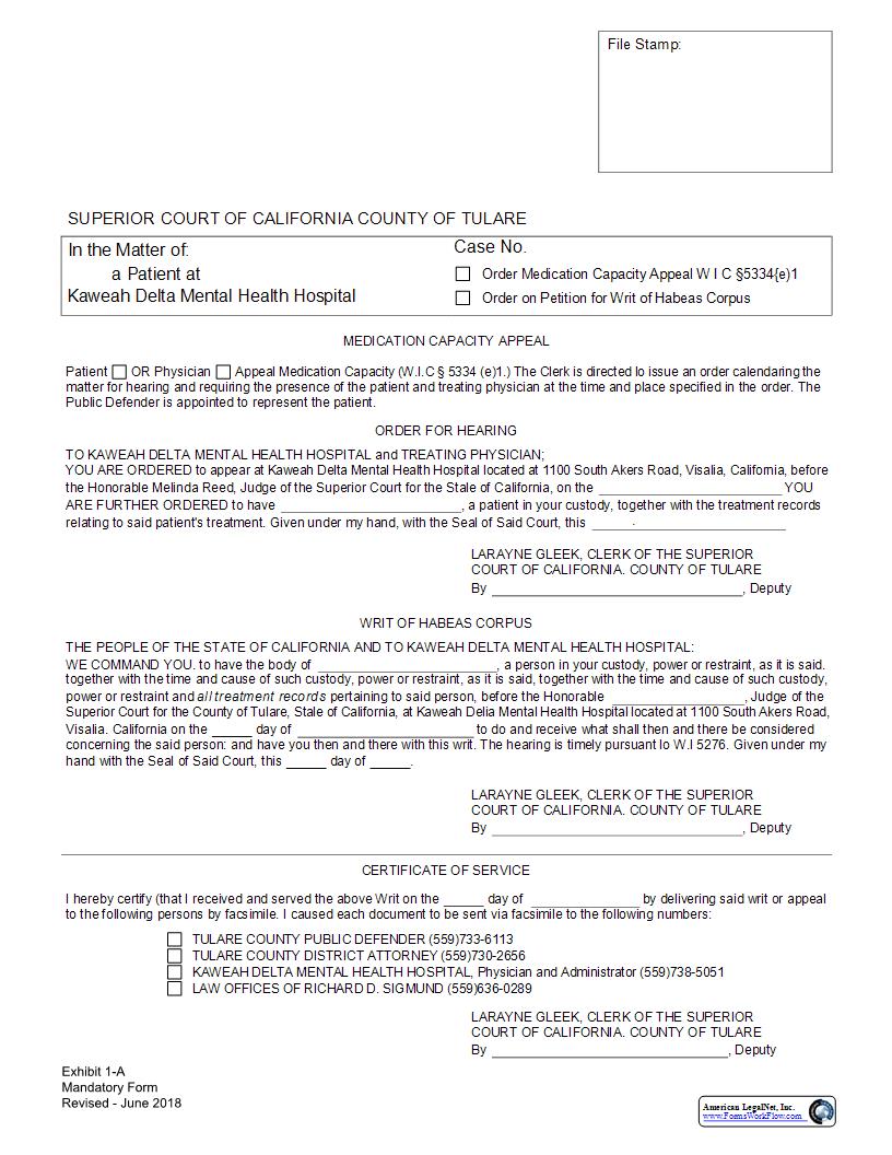 Medication Capacity Appeal | Pdf Fpdf Docx | California