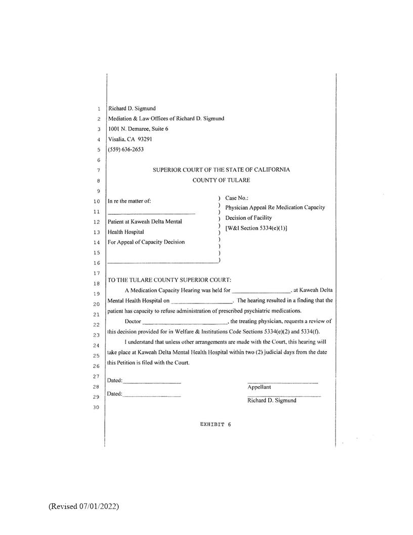 Physician Appeal Re Medication Capacity Decision Of Facility | Pdf Fpdf Docx | California