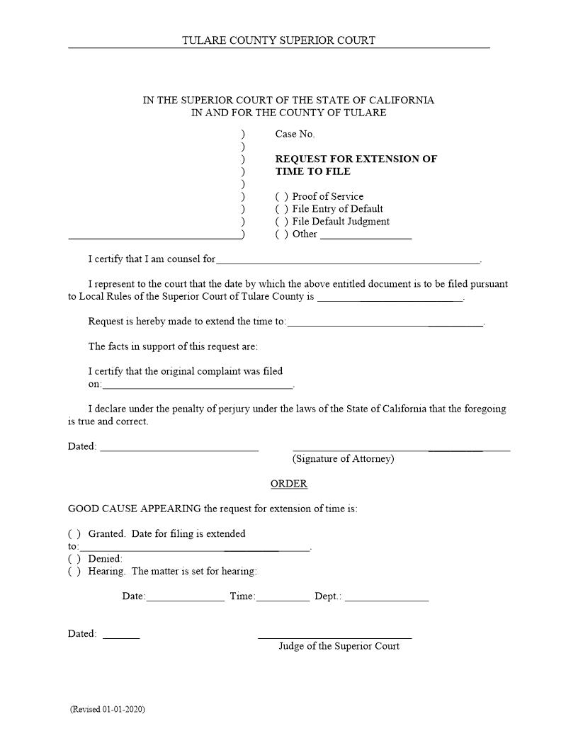 Request For Extension Of Time To File | Pdf Fpdf Docx | California