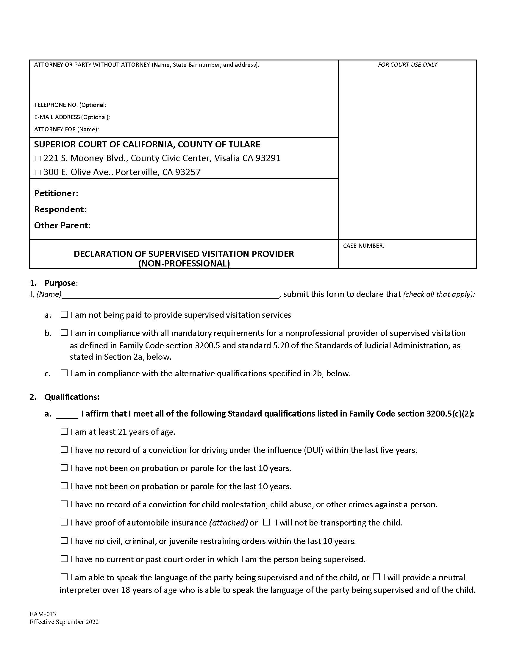 Supervised Visitation Provider Certification Sheet {FAM-013} | Pdf Fpdf Docx | California