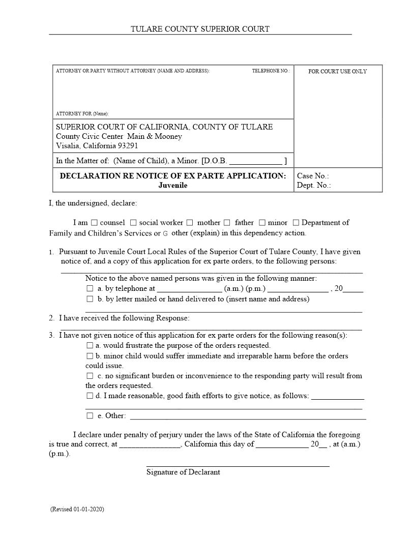 Declaration Re Notice Of Ex Parte Application | Pdf Fpdf Docx | California