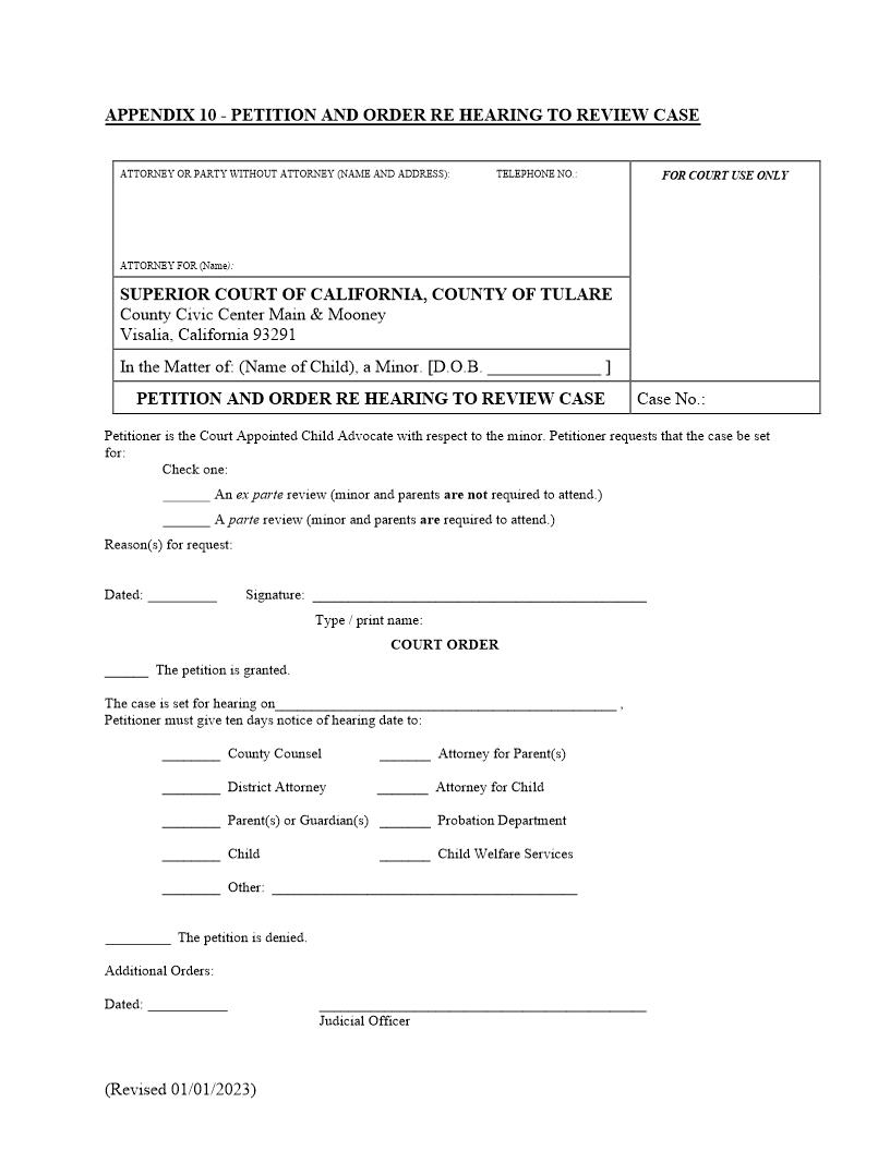 Petition And Order Re Hearing To Review Case | Pdf Fpdf Docx | California