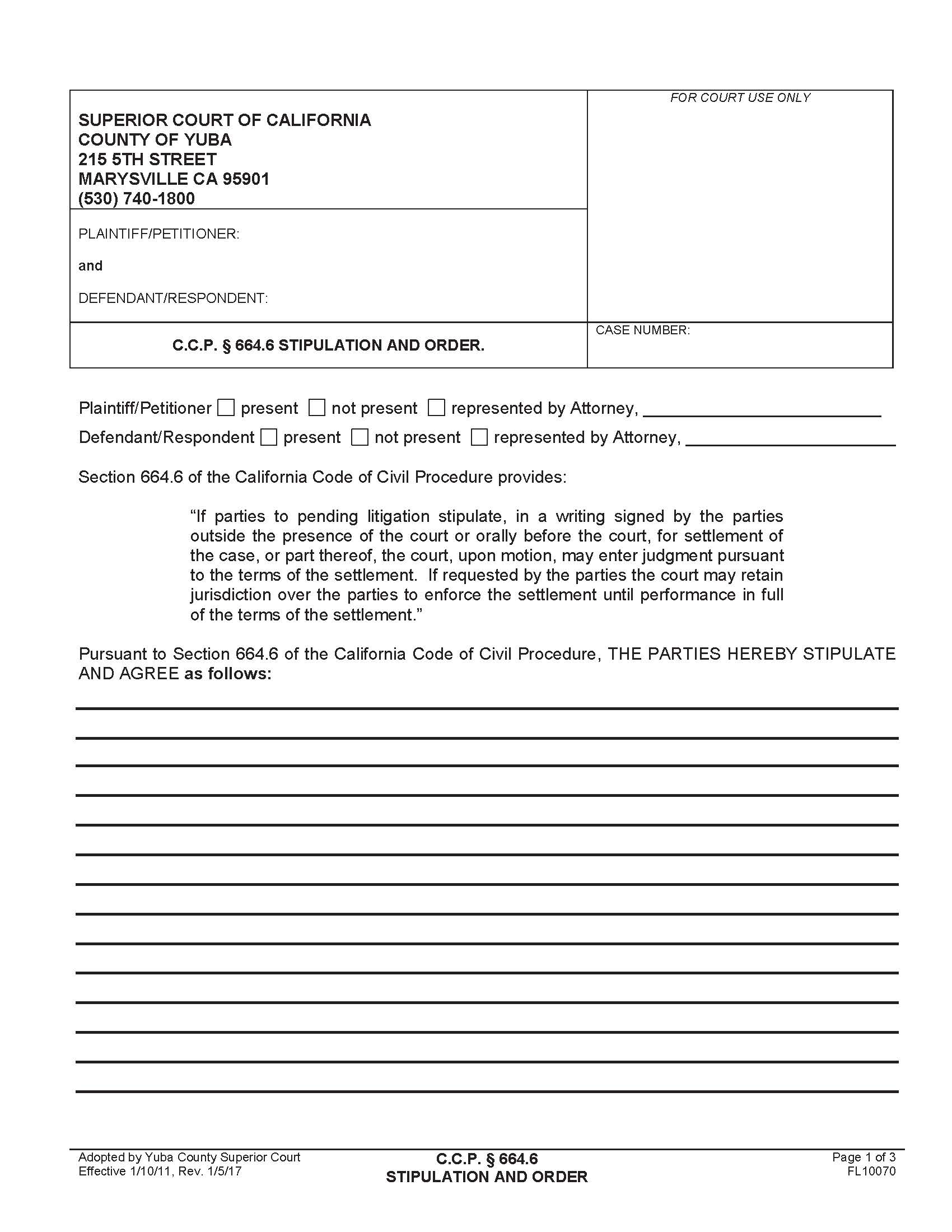 CCP 664.6 Stipulation And Order {FL10070} | Pdf Fpdf Doc Docx | California