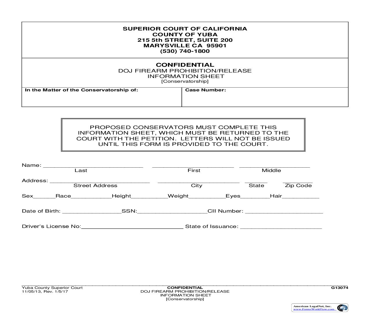 DOJ Firearm Prohibition-Release Information Sheet {G13074} | Pdf Fpdf Doc Docx | California
