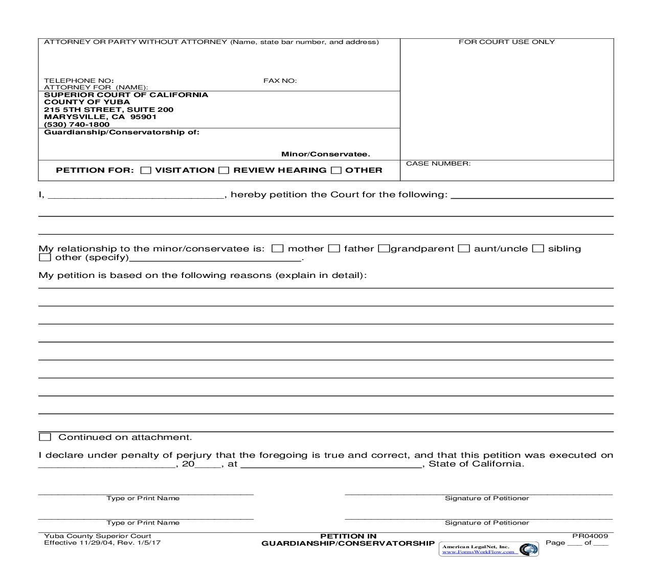 Petition In Guardianship-Conservatorship {PR04009} | Pdf Fpdf Doc Docx | California