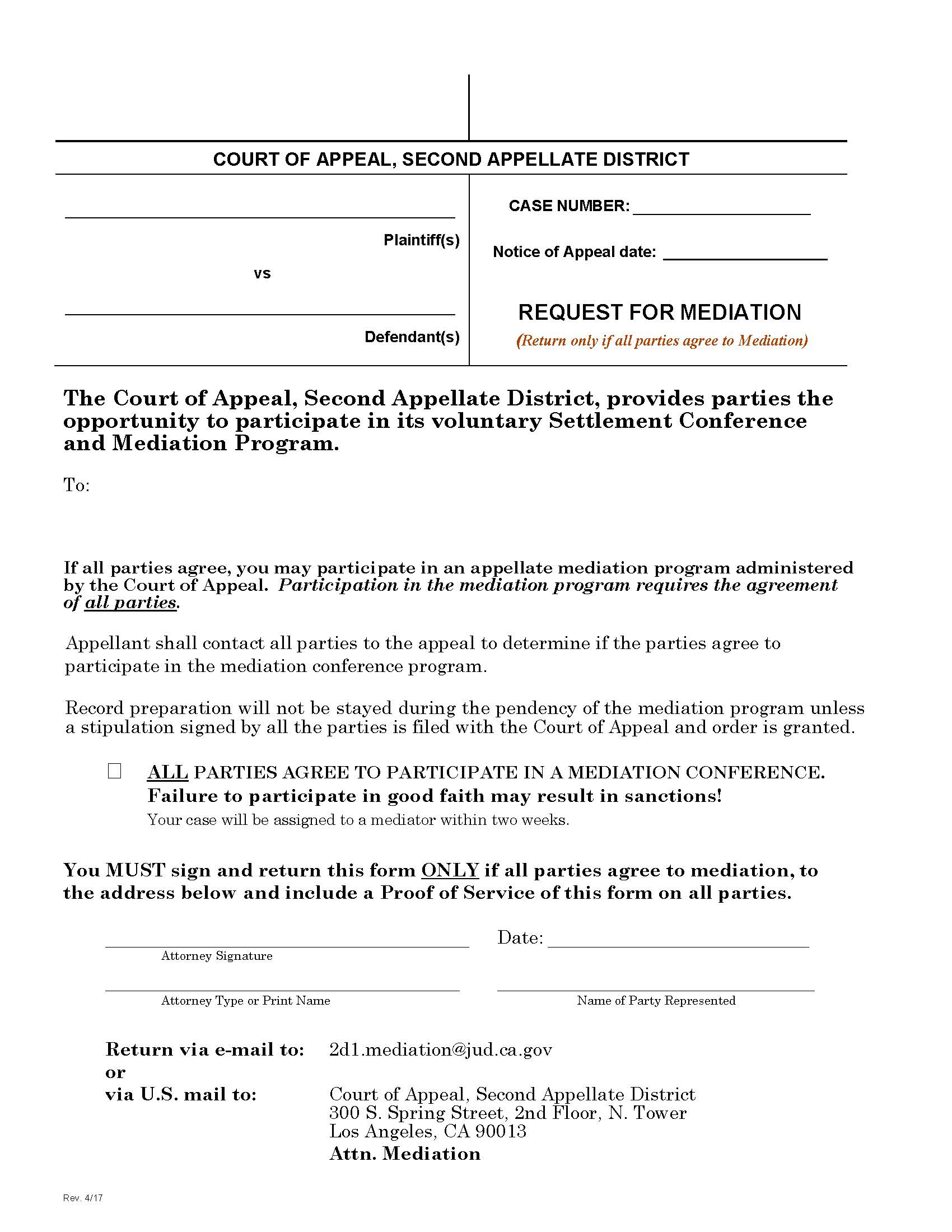 Request For Mediation | Pdf Fpdf Docx | California