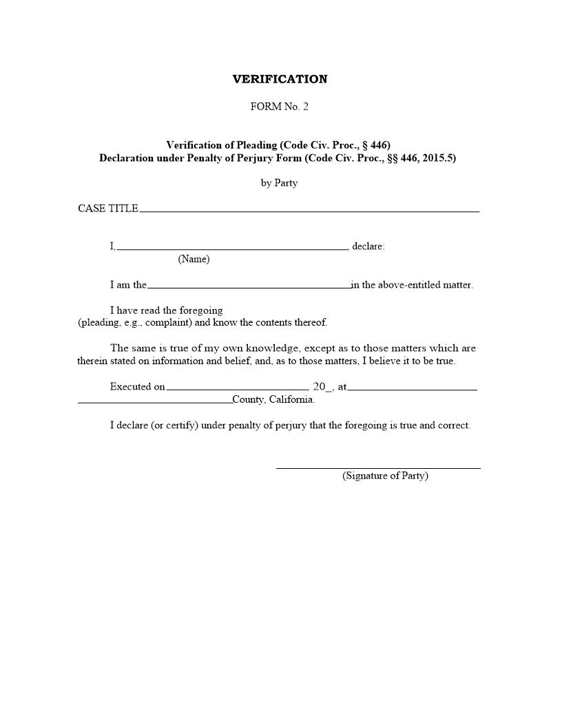 Verification (Second Appellate District) | Pdf Fpdf Doc Docx | California