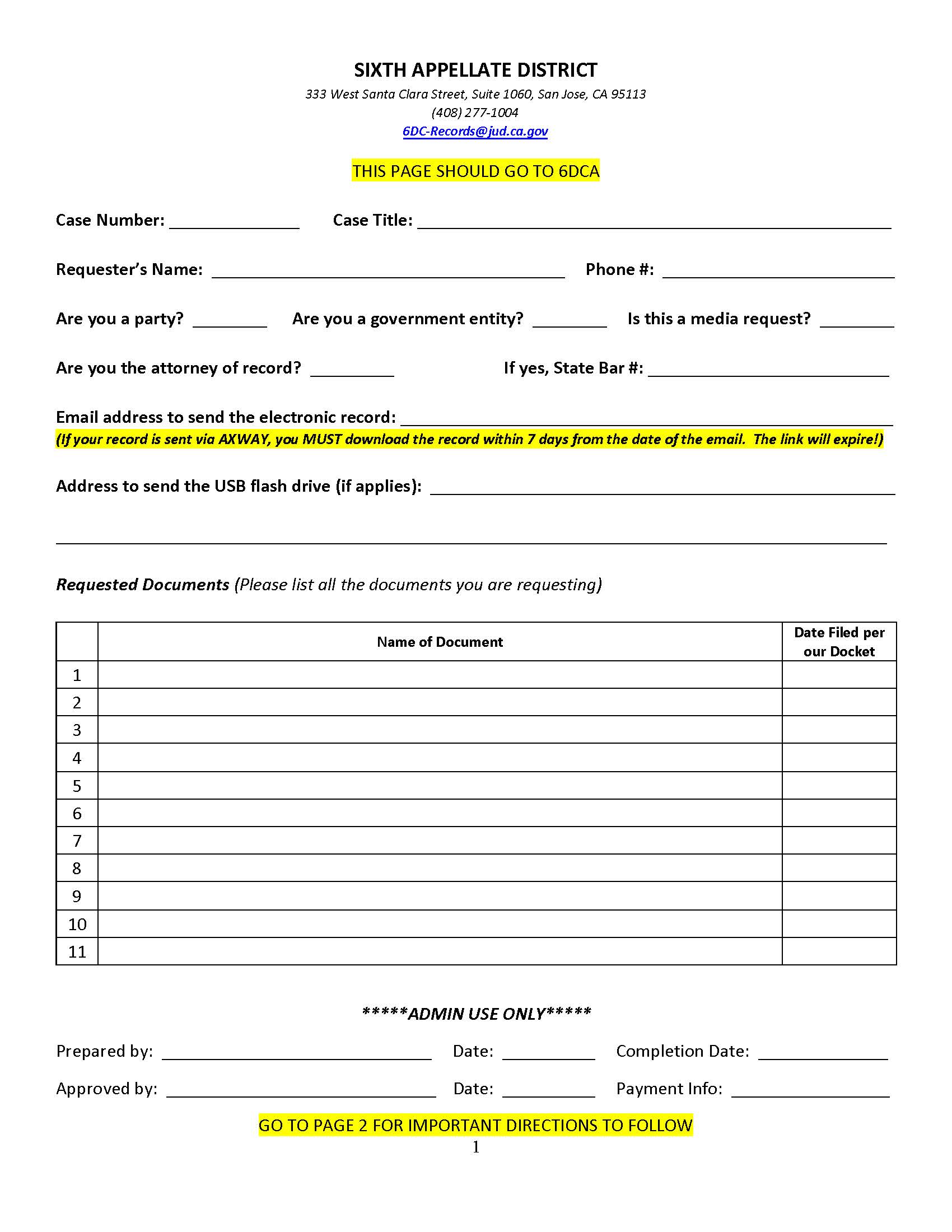 Record Request Form For Public | Pdf Fpdf Docx | California