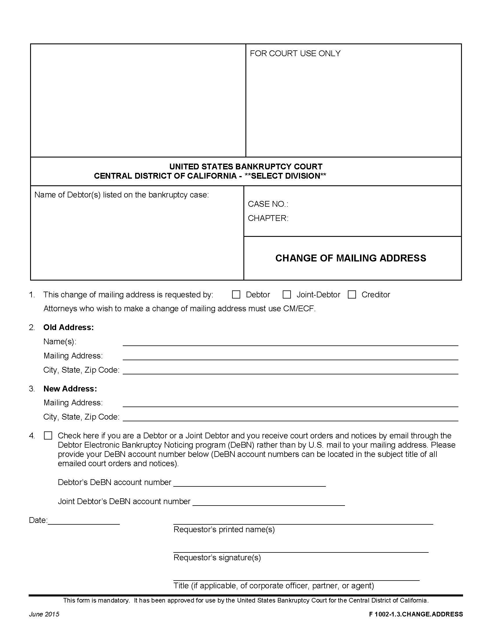 Change Of Mailing Address {F 1002-1.3.CHANGE.ADDRESS} | Pdf Fpdf Doc Docx | California