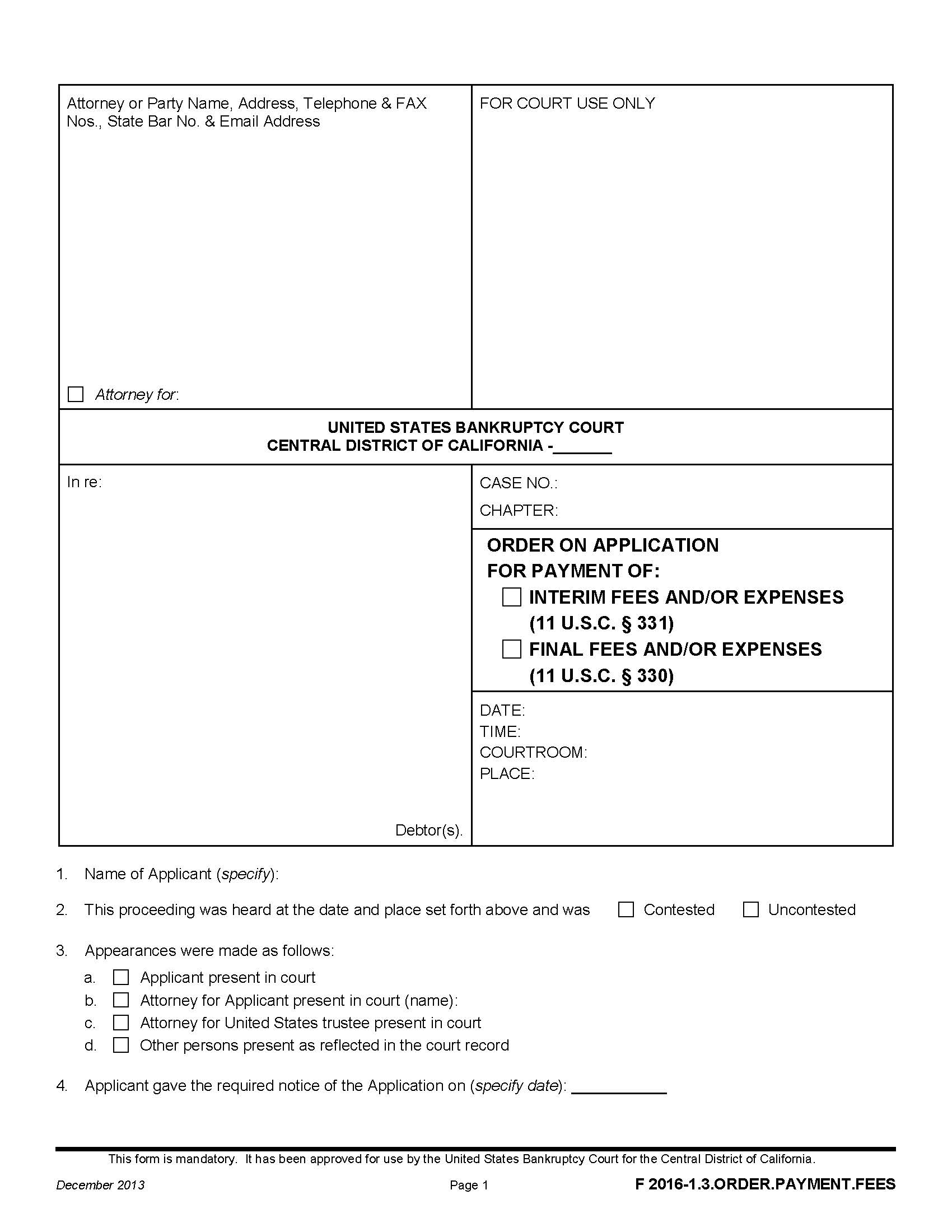 Order On Application For Payment Of Interim Fees And-Or Expenses {F 2016-1.3.ORDER.PAYMENT.FEES} | Pdf Fpdf Doc Docx | California