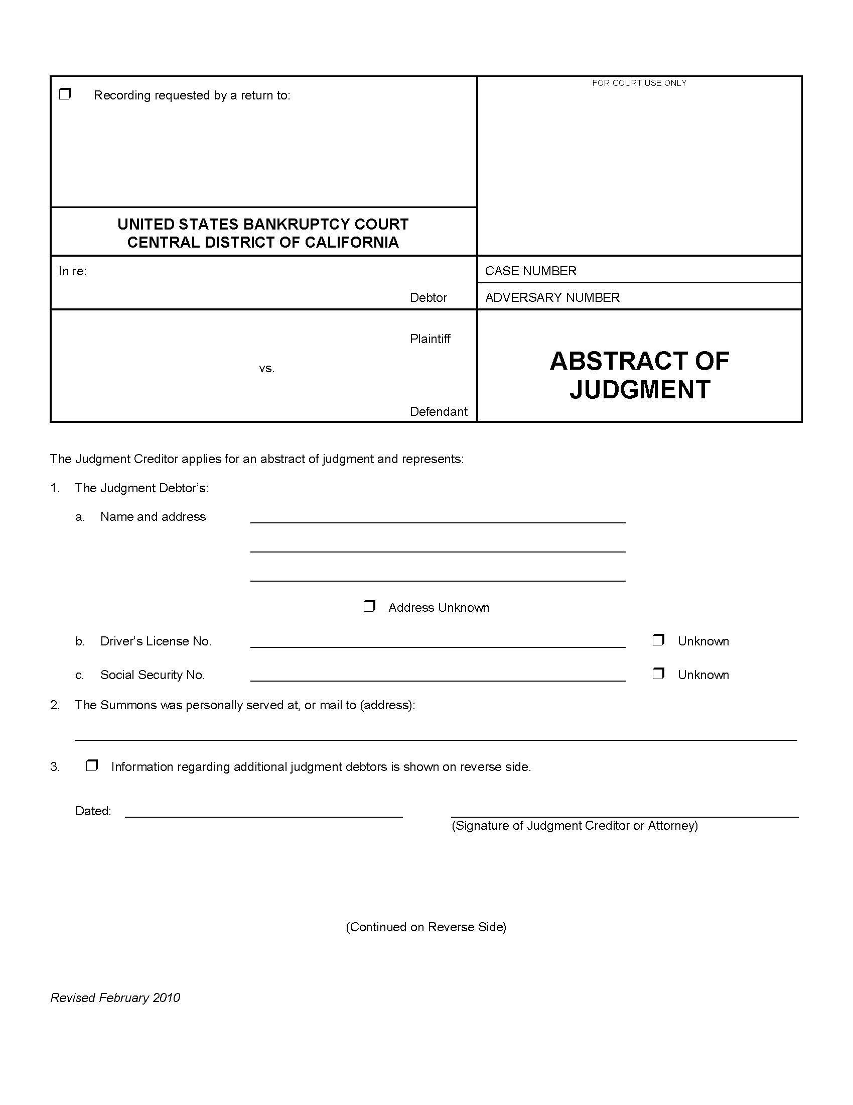 Abstract Of Judgment | Pdf Fpdf Doc Docx | California