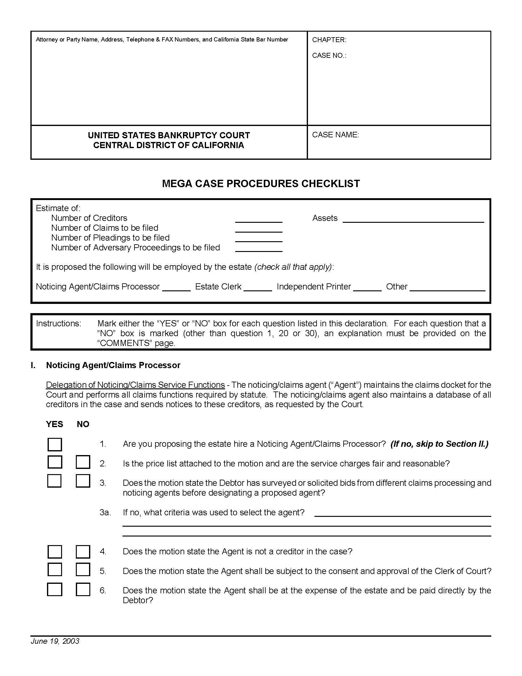 Mega Case Procedures Checklist | Pdf Fpdf Doc Docx | California