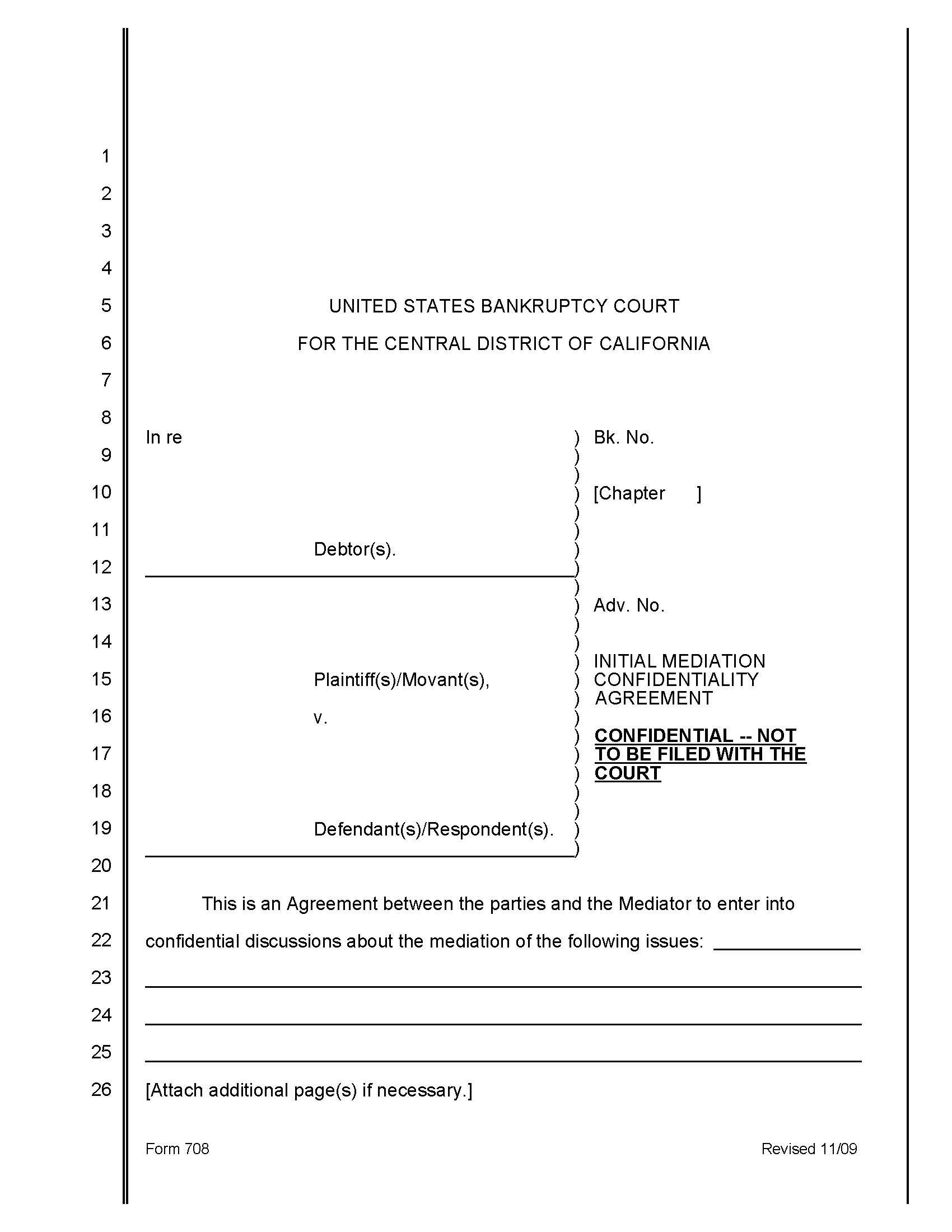 Initial Mediation Confidentiality Agreement {708} | Pdf Fpdf Doc Docx | California