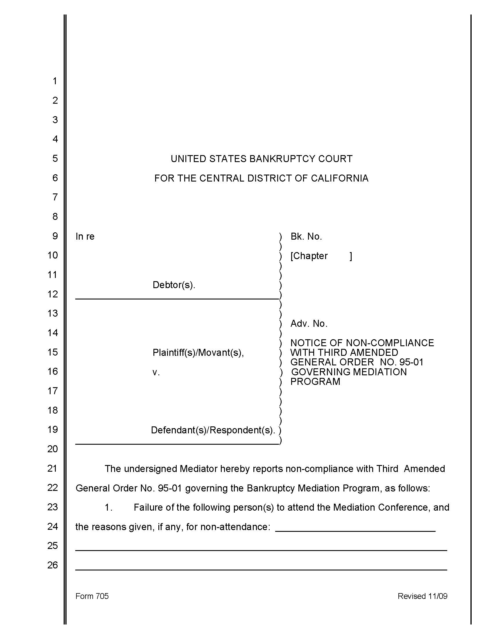 Notice Of Non Compliance With Second Amended General Order Governing Mediation Program {705} | Pdf Fpdf Doc Docx | California