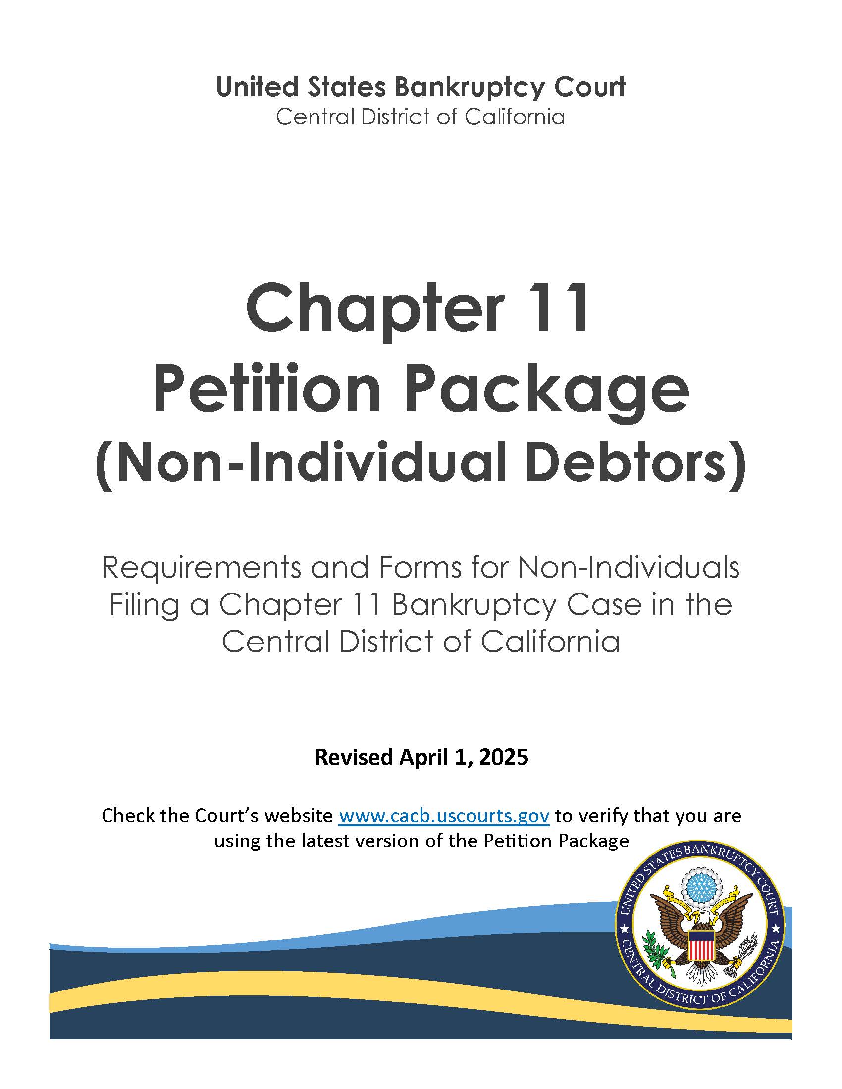Chapter 11 Petition Filing Instructions (Non-Individual Debtors) | Pdf Fpdf Docx | California